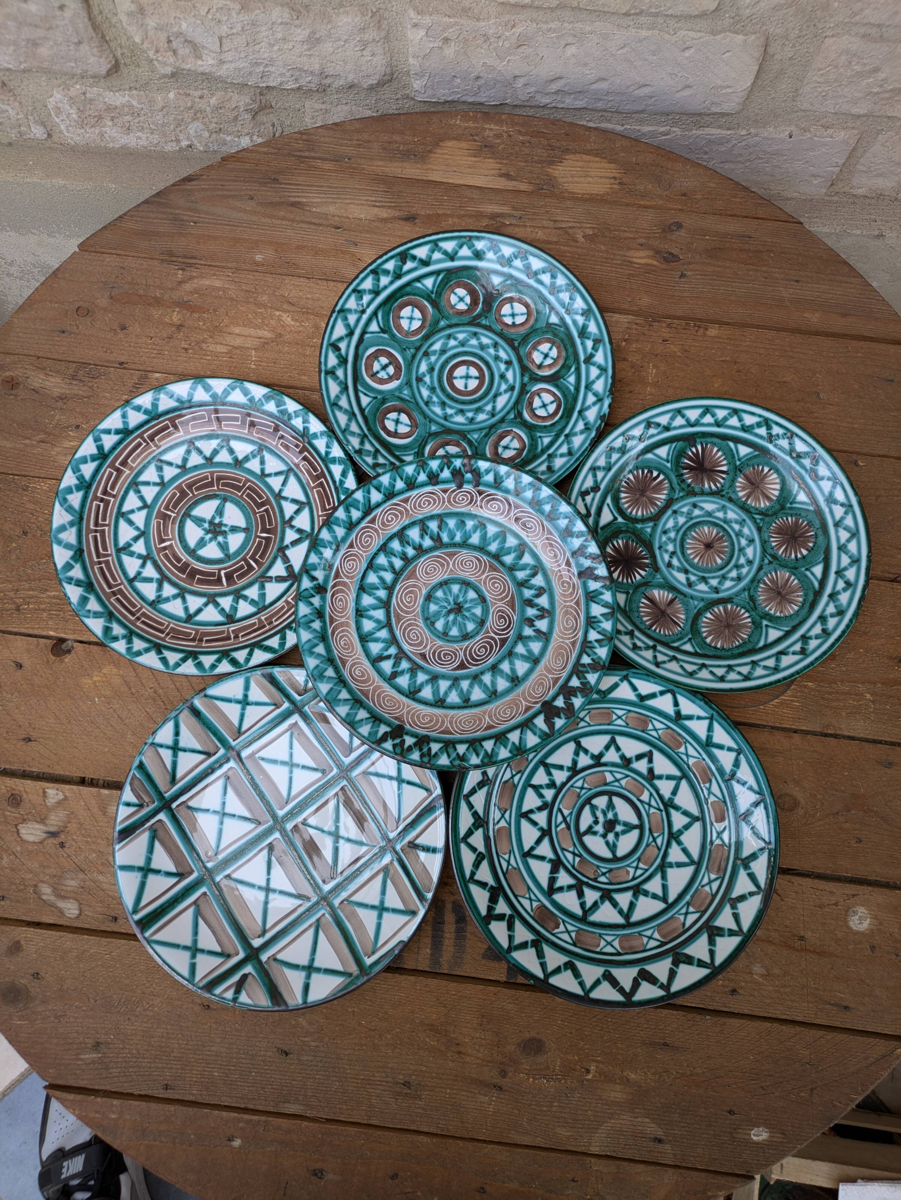 Set of 6 old Robert Picault dinner plates 24cm