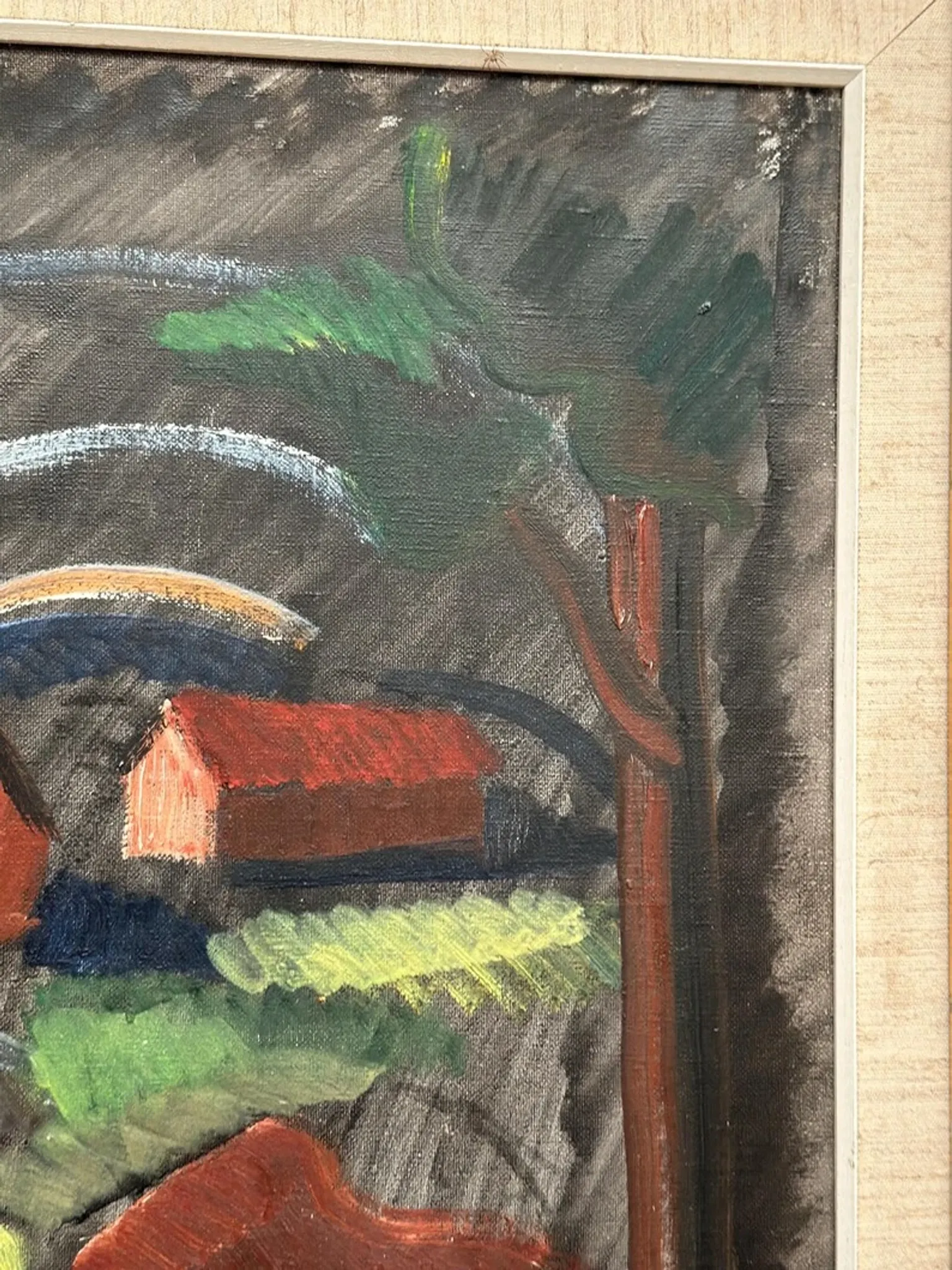 Large Original Swedish Oil on Canvas – “Landscape” by Bror Göransson – Signed – Vintage & Framed – 83 × 63 cm (32.7" × 24.8")