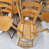 Lot of 8 country bistro chairs from the 1970s
