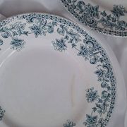 Set of 4 antique ironstone plates from Saint-Amand, "Jane" model.