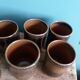 Handcrafted stoneware glass cups, signed, Fontgombault Abbey