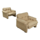 Paire de fauteuils C&C Coronado, design T. Scarpa, tissu vintage, années 1960-1970
