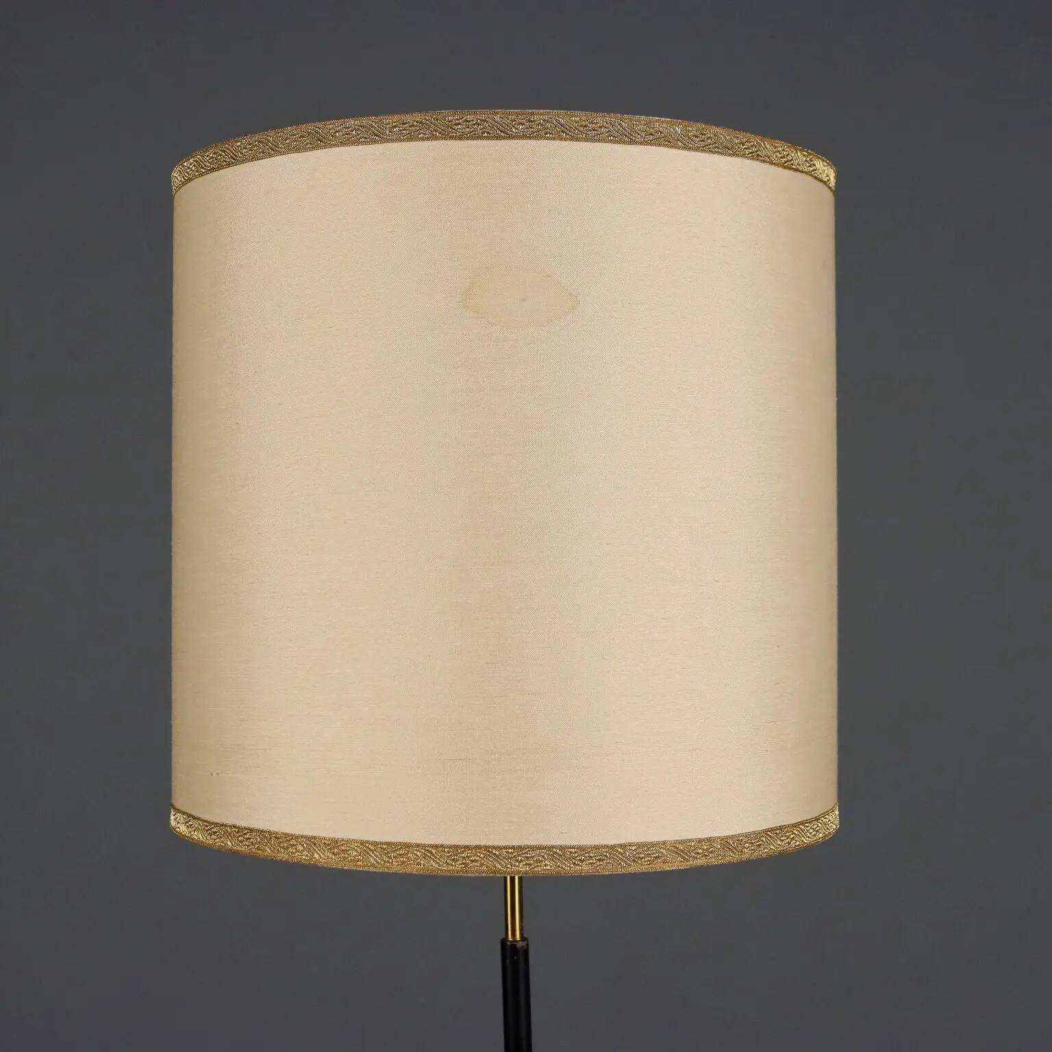 Vintage floor lamp in marble, metal, and fabric, designed in the 1950s-1960s.