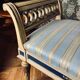 Set of Louis XVI Parcel Gilt Benches in Cream and Blue Lacquer