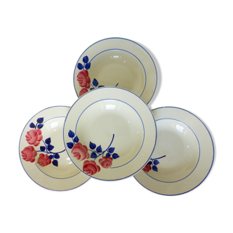 4 assiettes creuses vintage de la manufacture d'HBCM