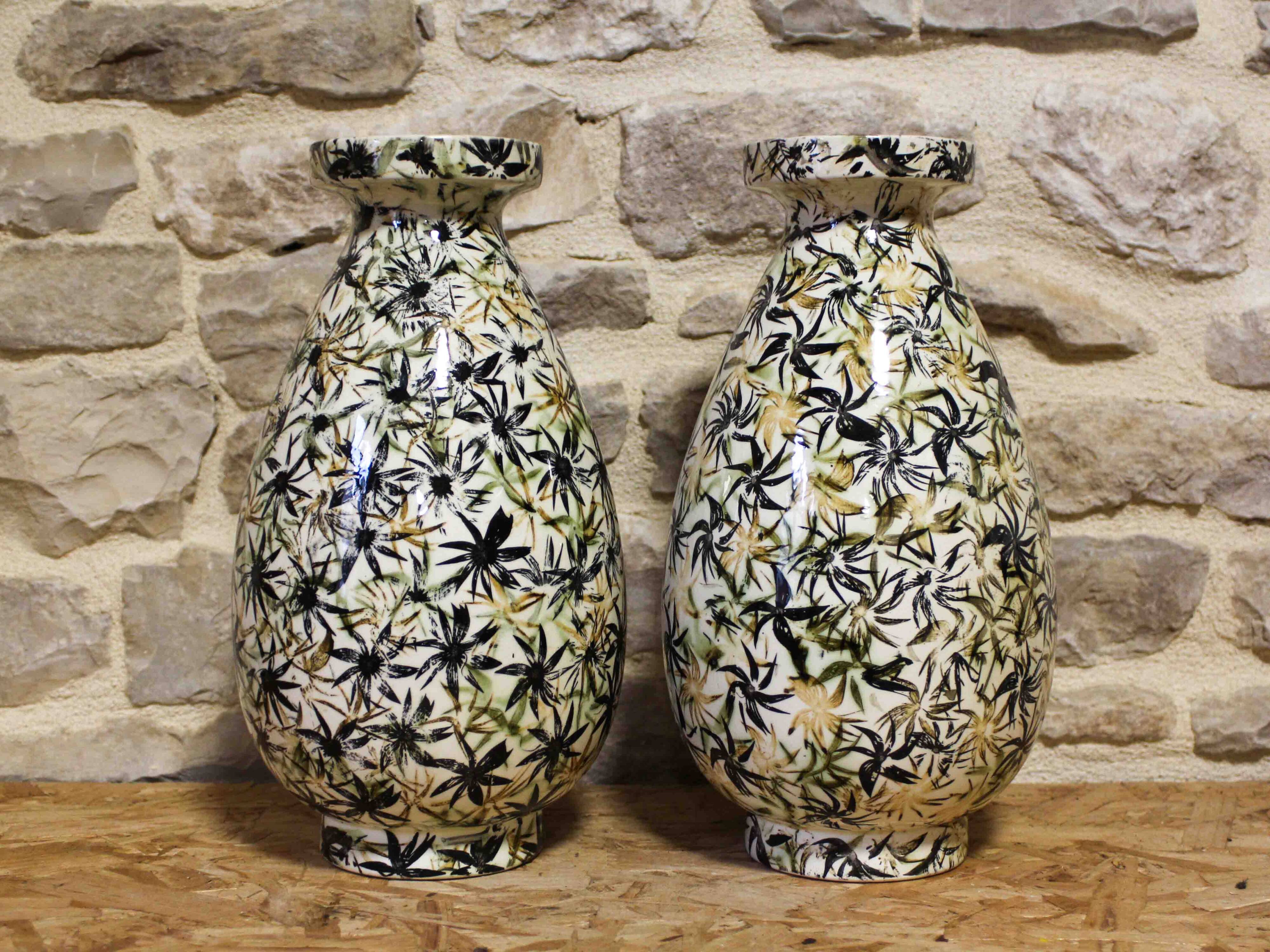 Pair of earthenware vases HBCM Montereau