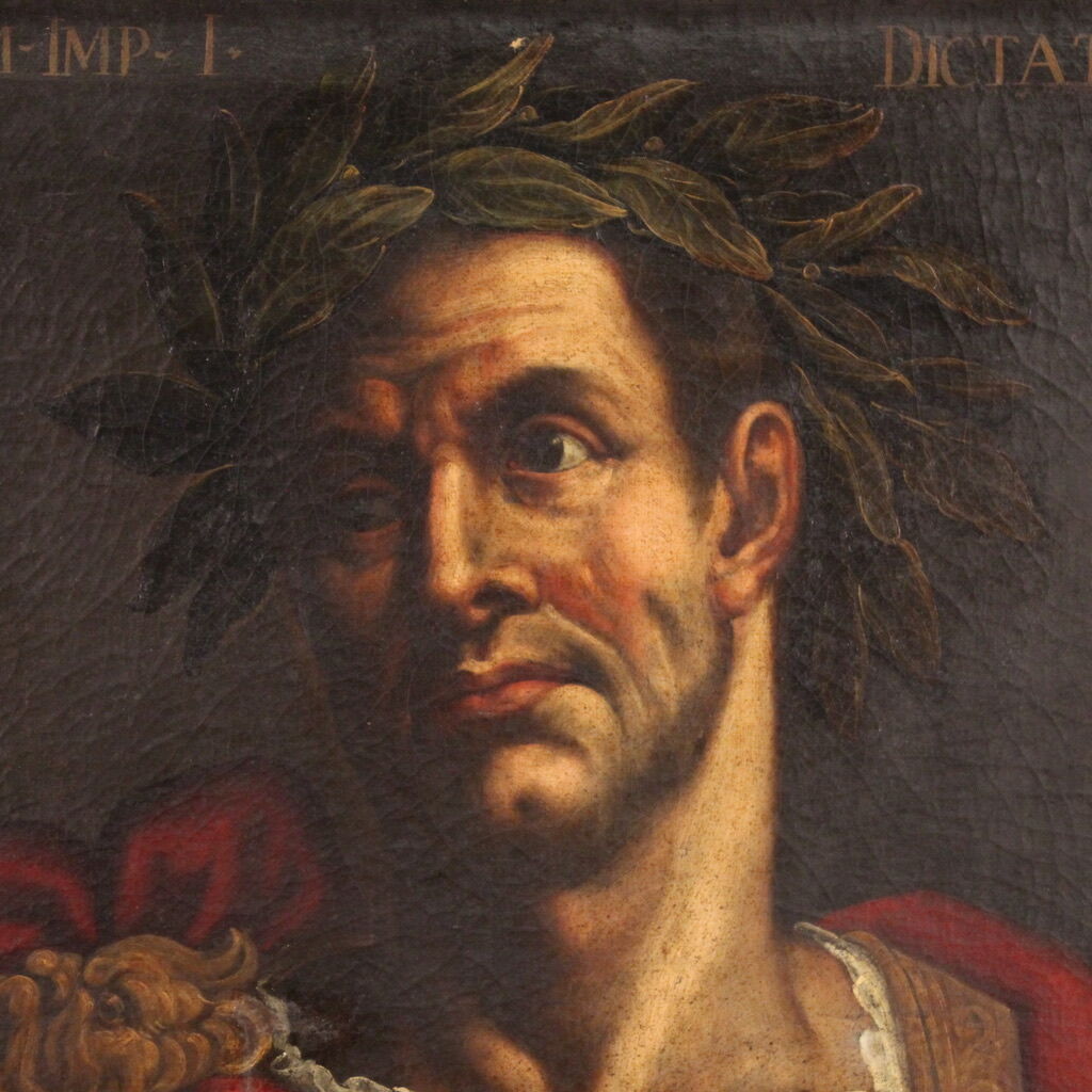 Rare tableau italien représentant Jules César du XVIIe siècle