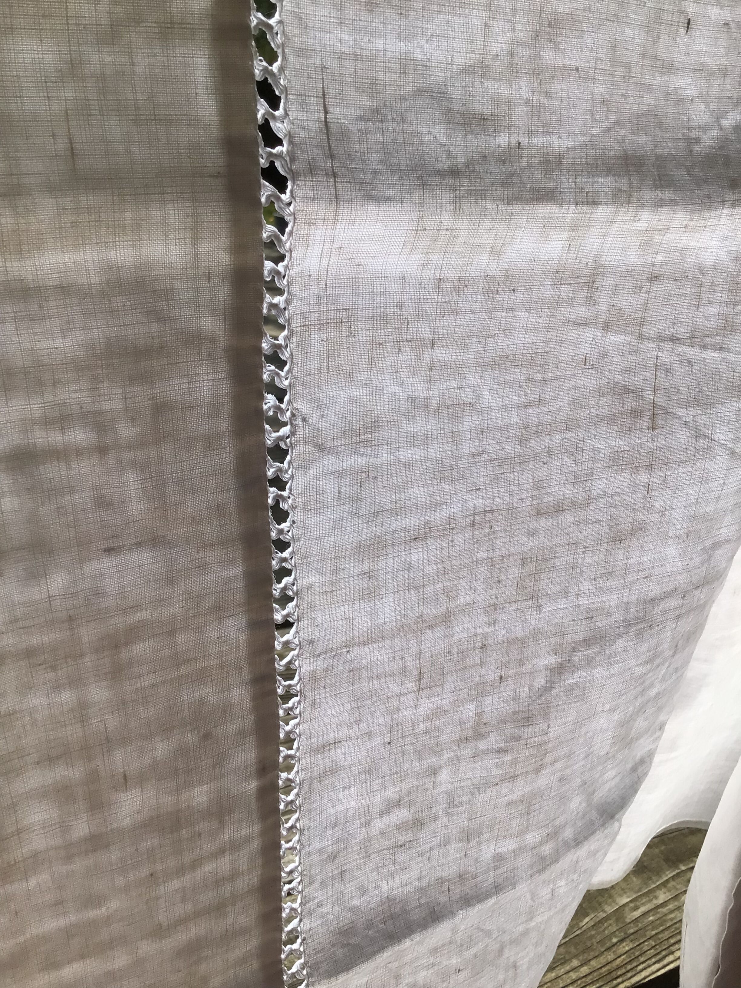 Drap 2 places lin brodé MB jour croisé