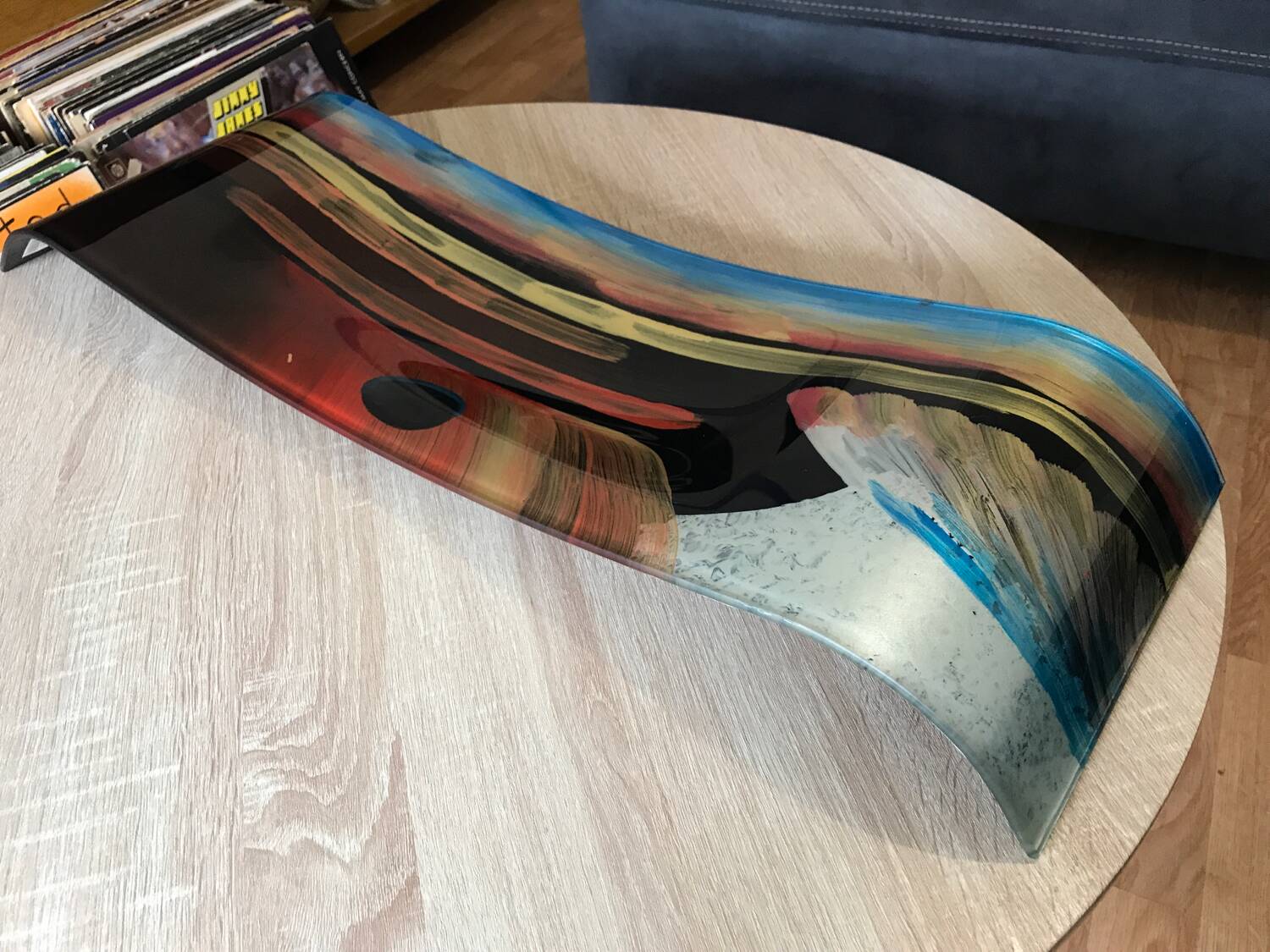 Art deco multicolored glass tray