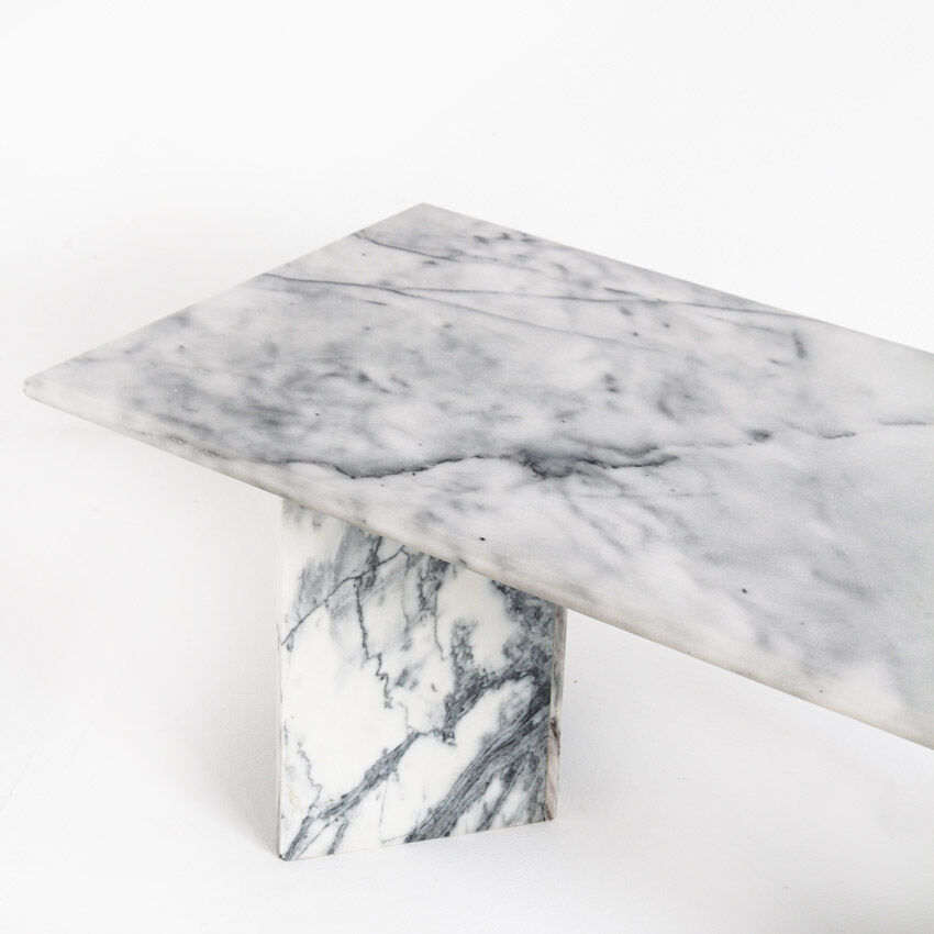 Vintage white marble coffee table - France, 1970s