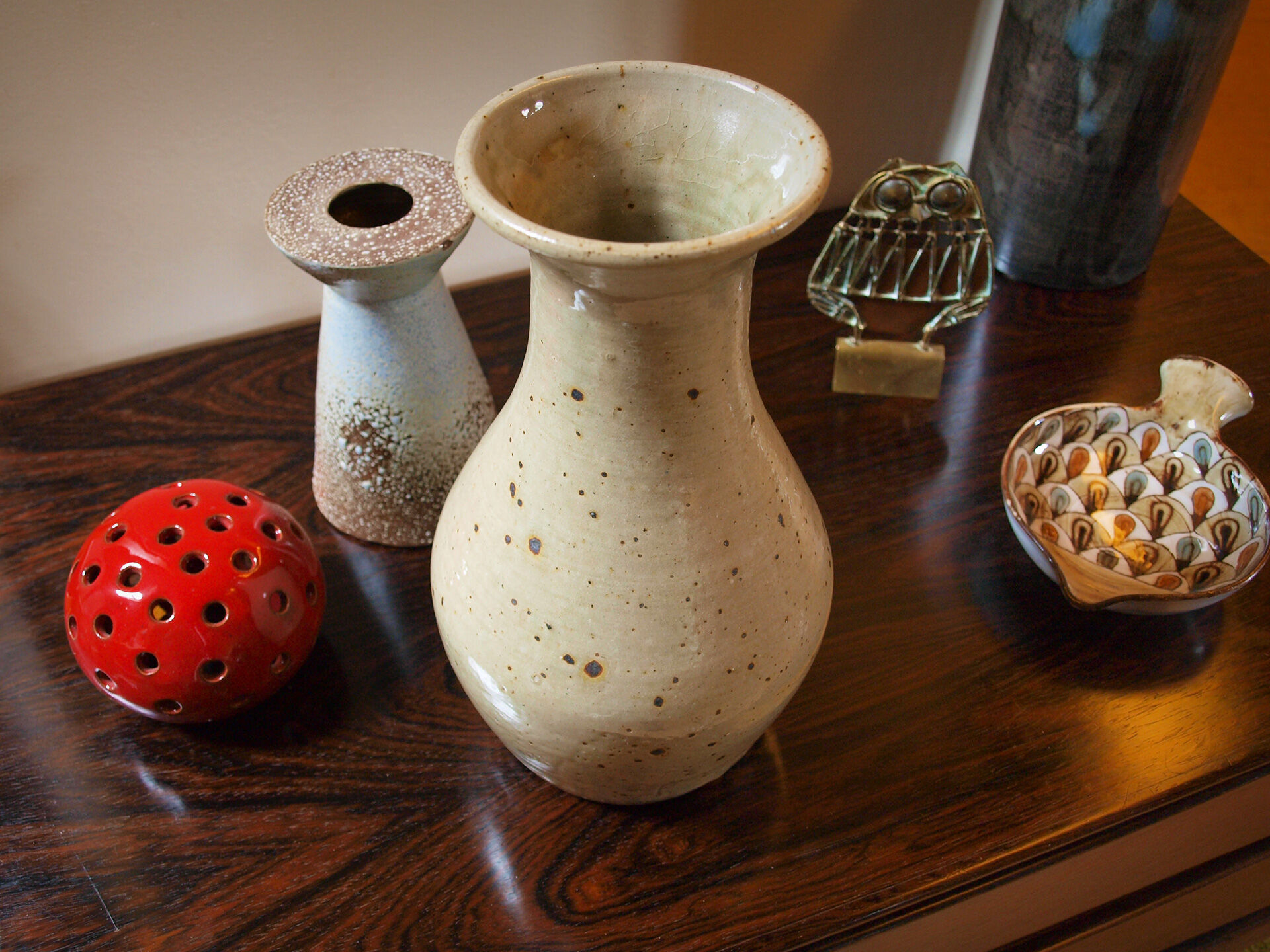 Pyrite sandstone vase by Jean Migeon in La Borne, 60s