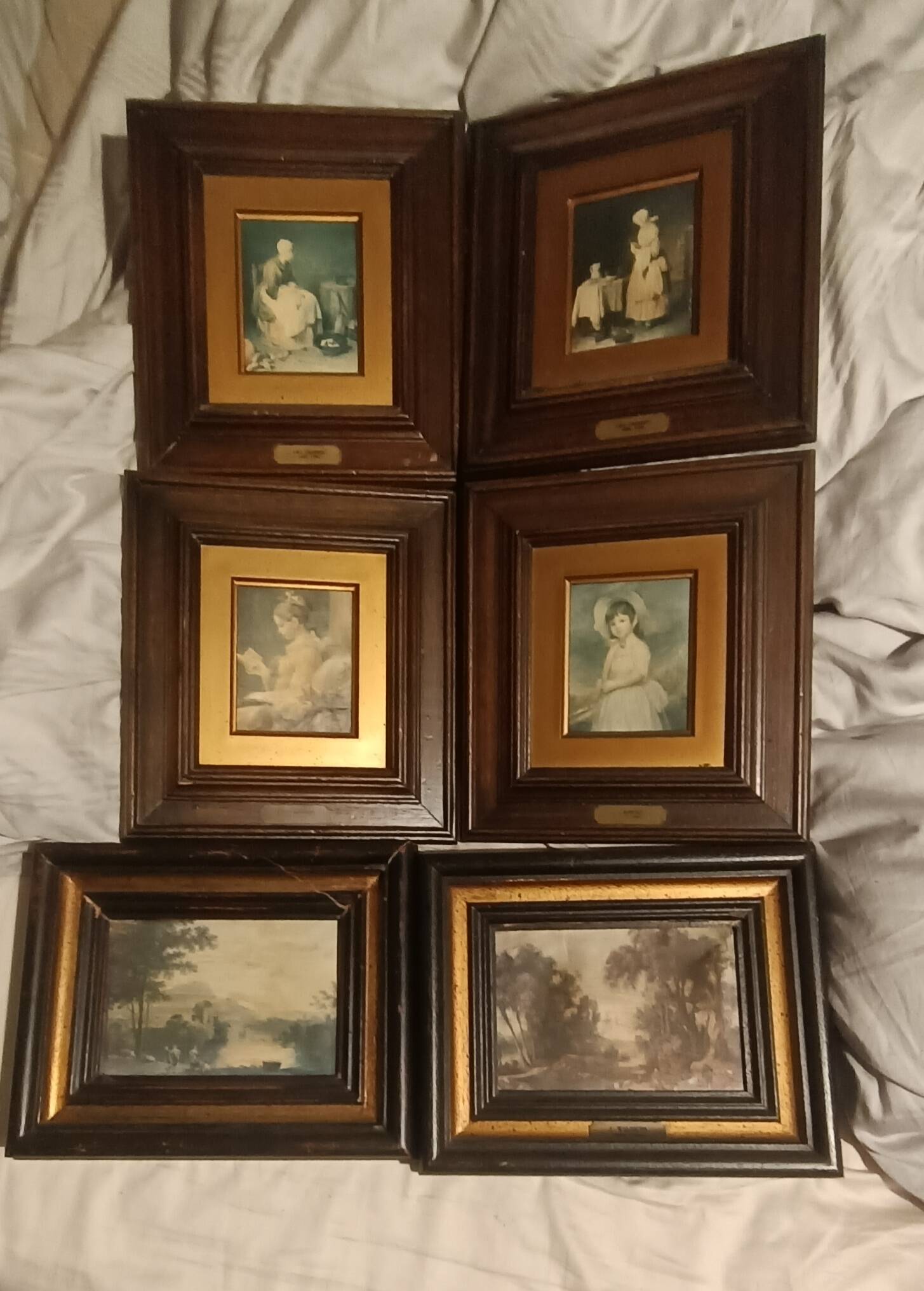 Set of 6 framed reproductions, late 19th - early 20th century.