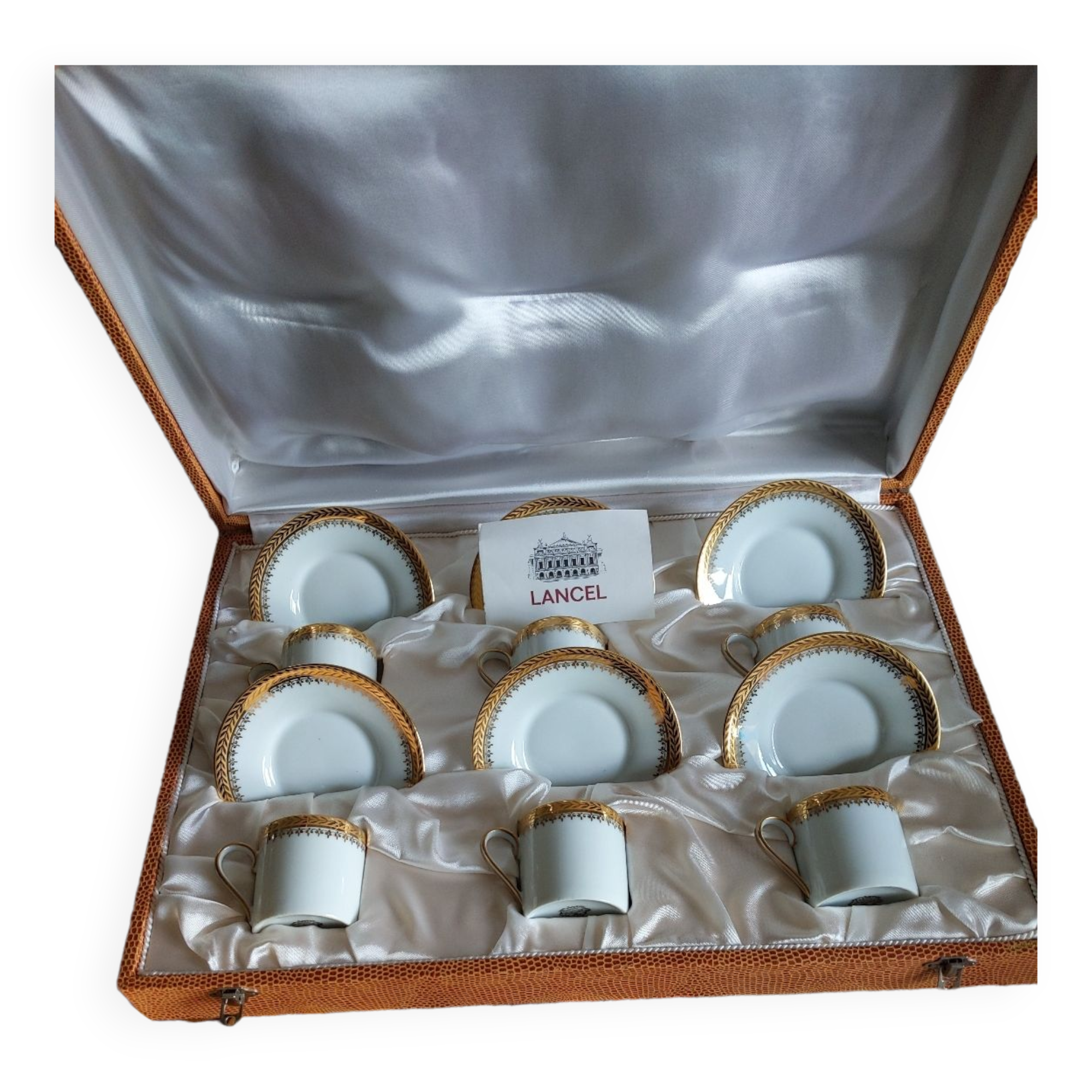 Service café fabrique royale de Limoges x6 (plates and cups) for Lansel