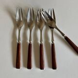 Set de 5 fourchettes à gateau Dansk Design en teck 1980