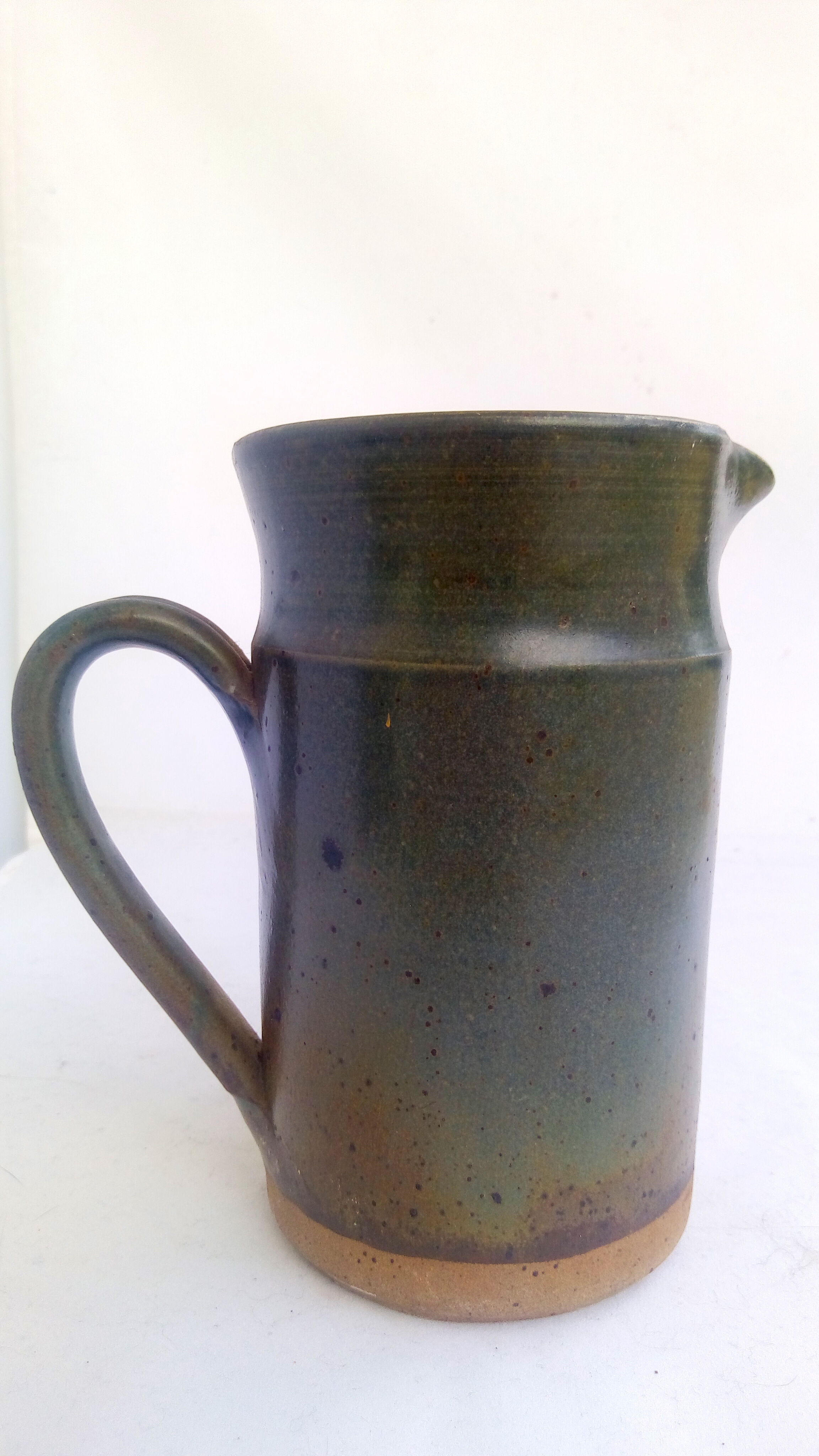 Khaki green enamelled pitcher