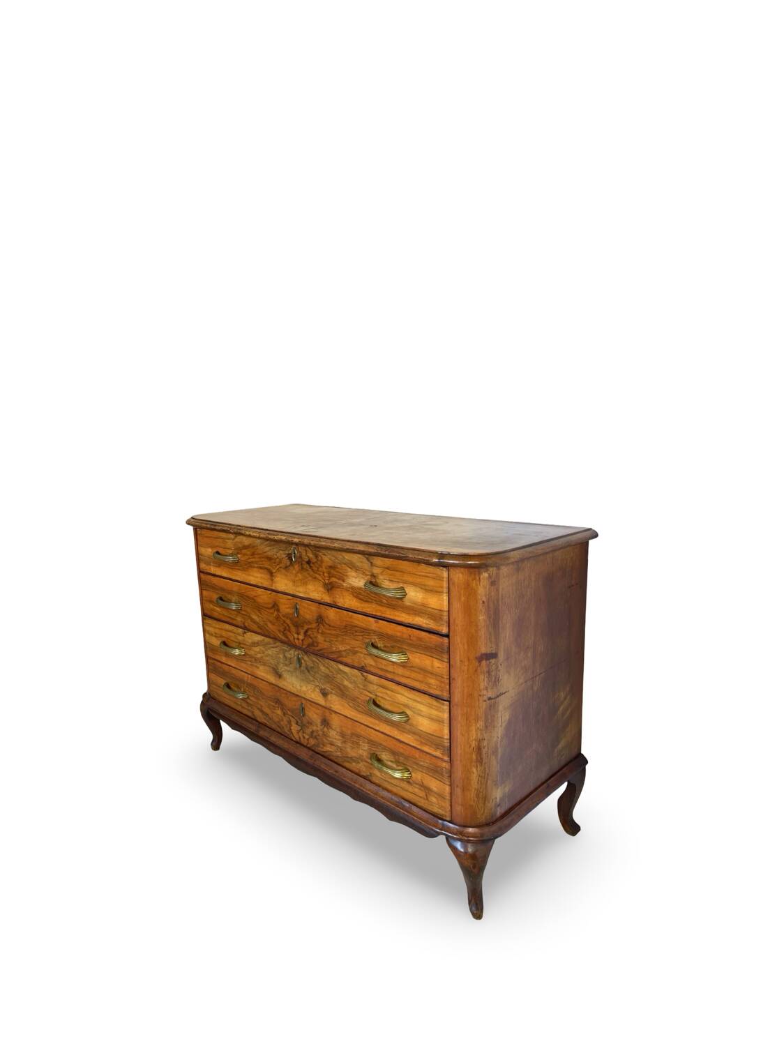 Italian art deco burl walnut chest of drawers, 1930s/1940s
