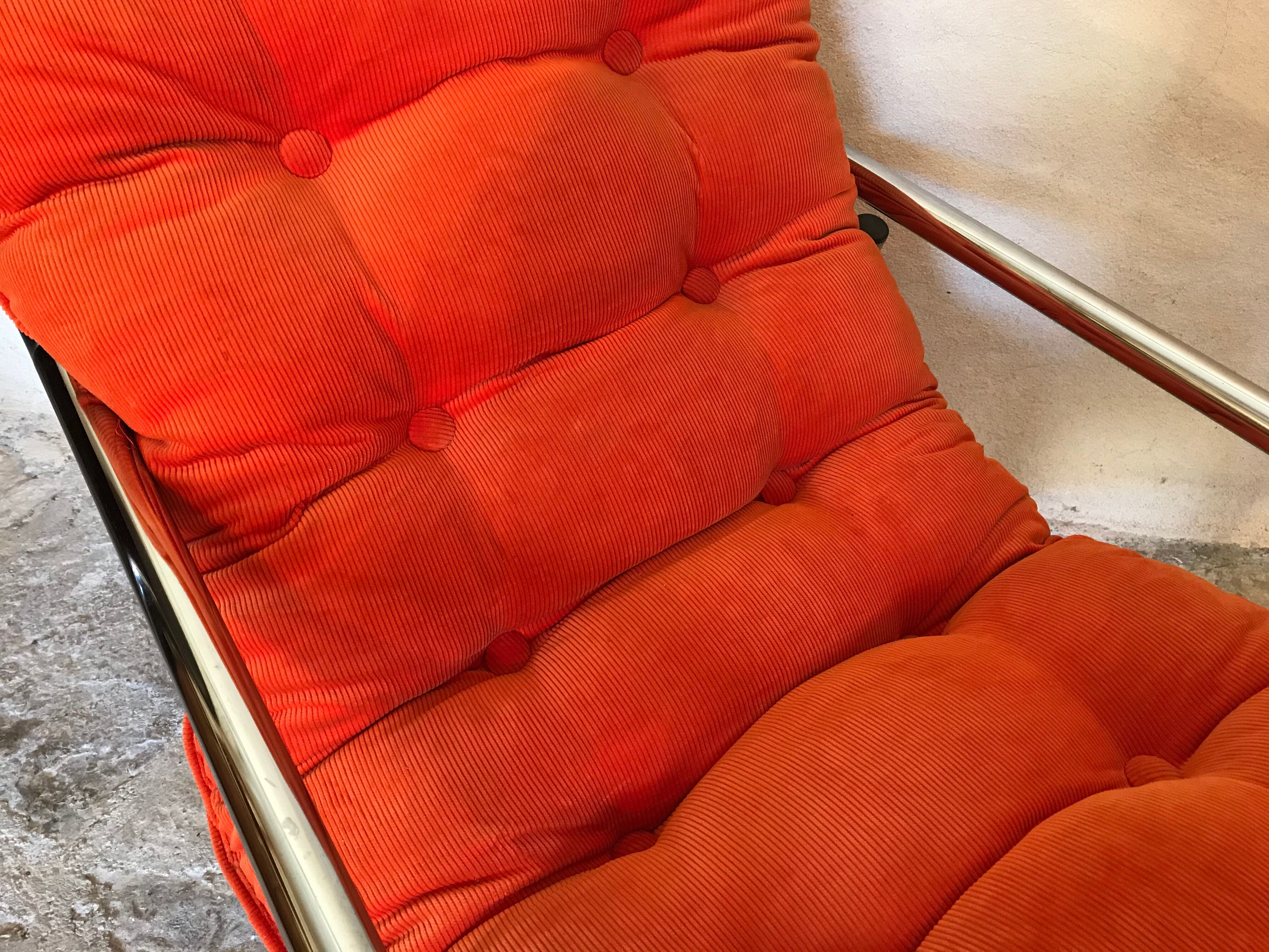 Vintage pop heater armchair 1970's chrome tubing