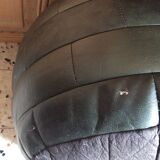 Green Sede leather pouf