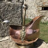 Coal bucket or charcoal of copper and brass