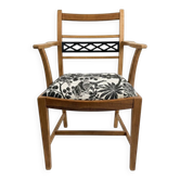 Vintage wooden armchair – Jungle chic fabric seat