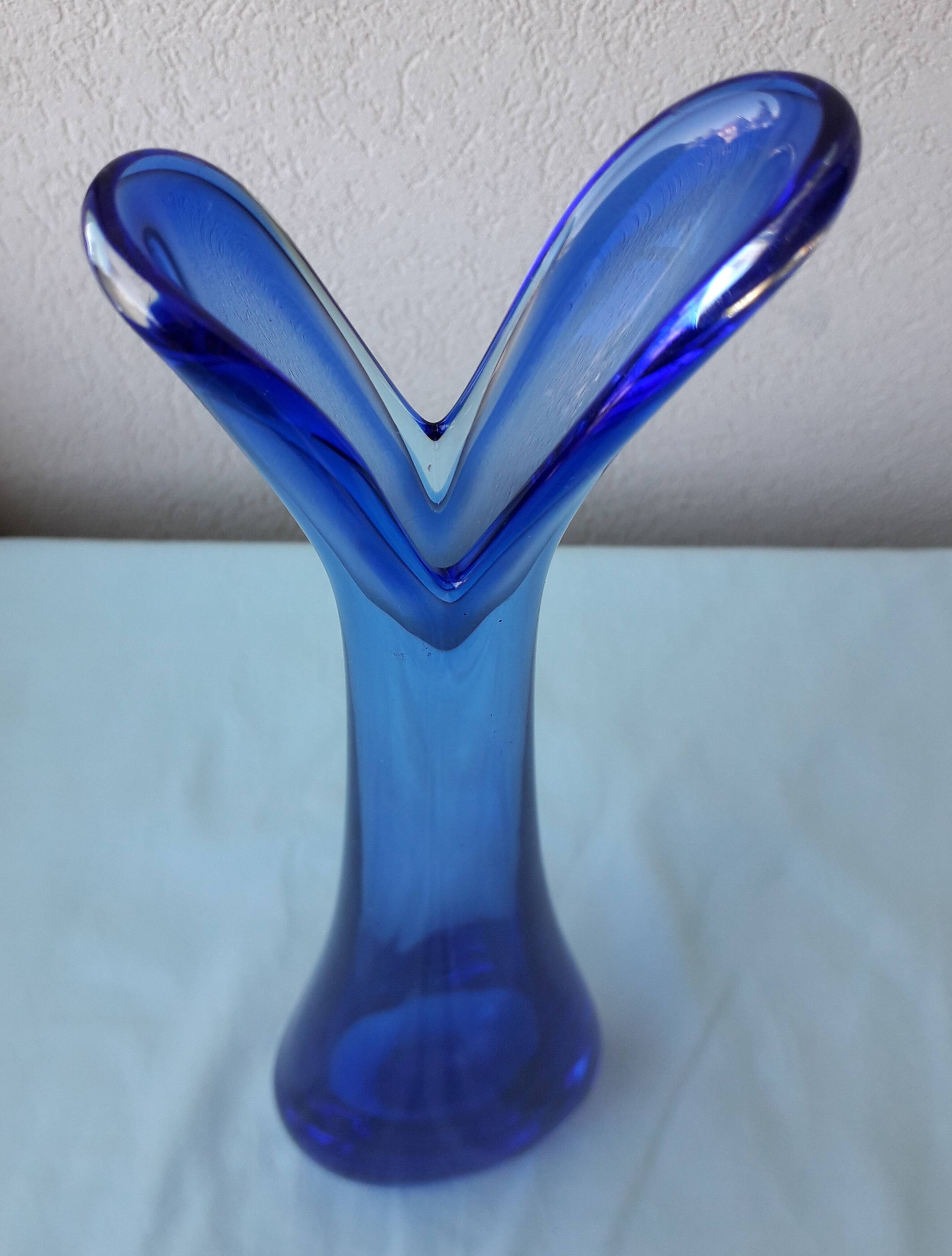 blue glass vase