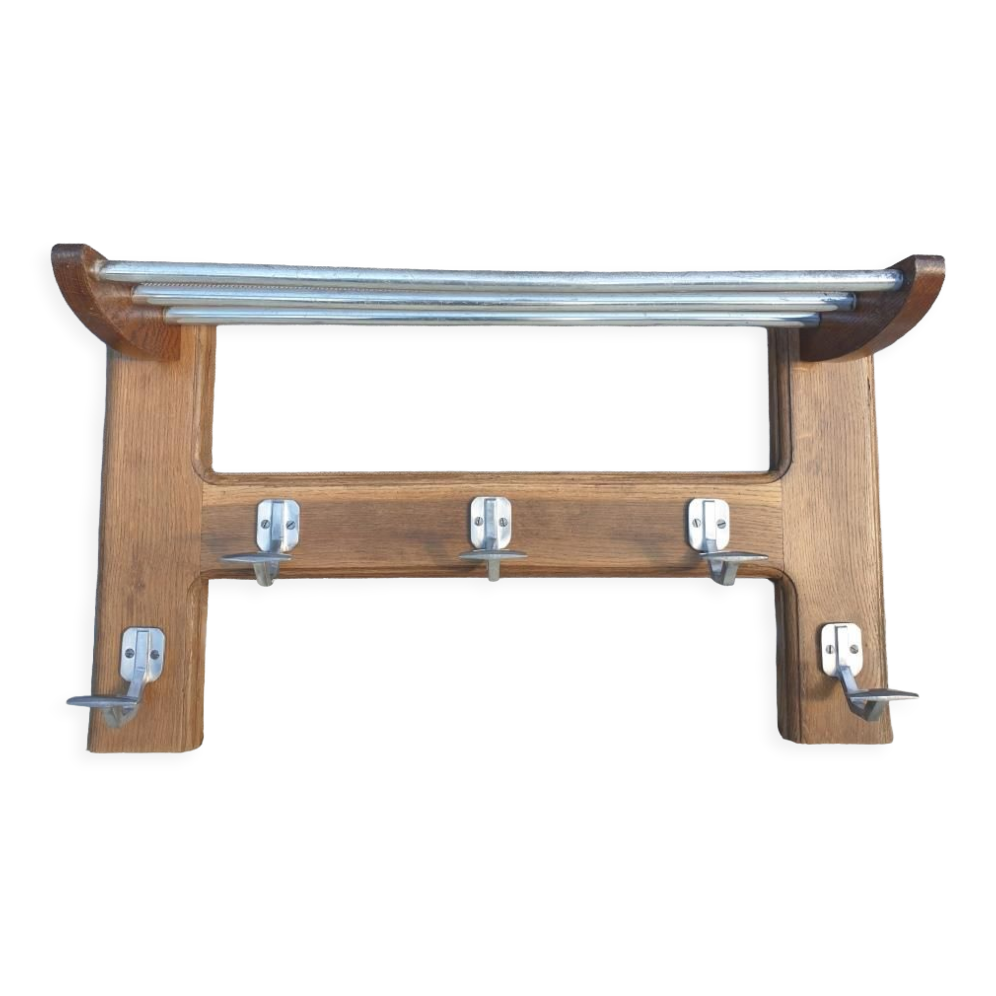 Wall-mounted entrance cloakroom in H with 5 hooks and hat racks