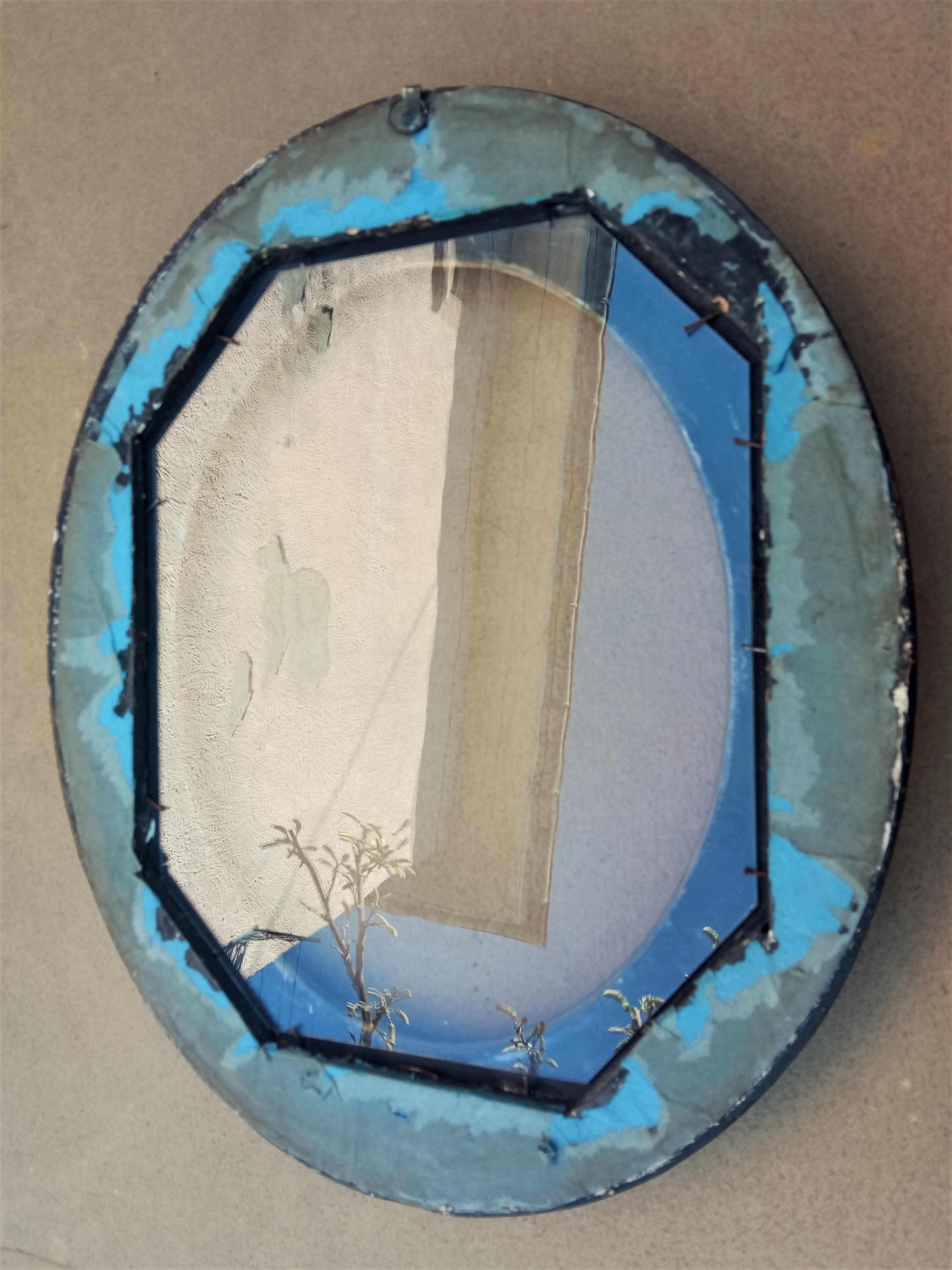 Black lacquered oval frame with its blown glass - Napoleon III - view 25.4 x 20.4