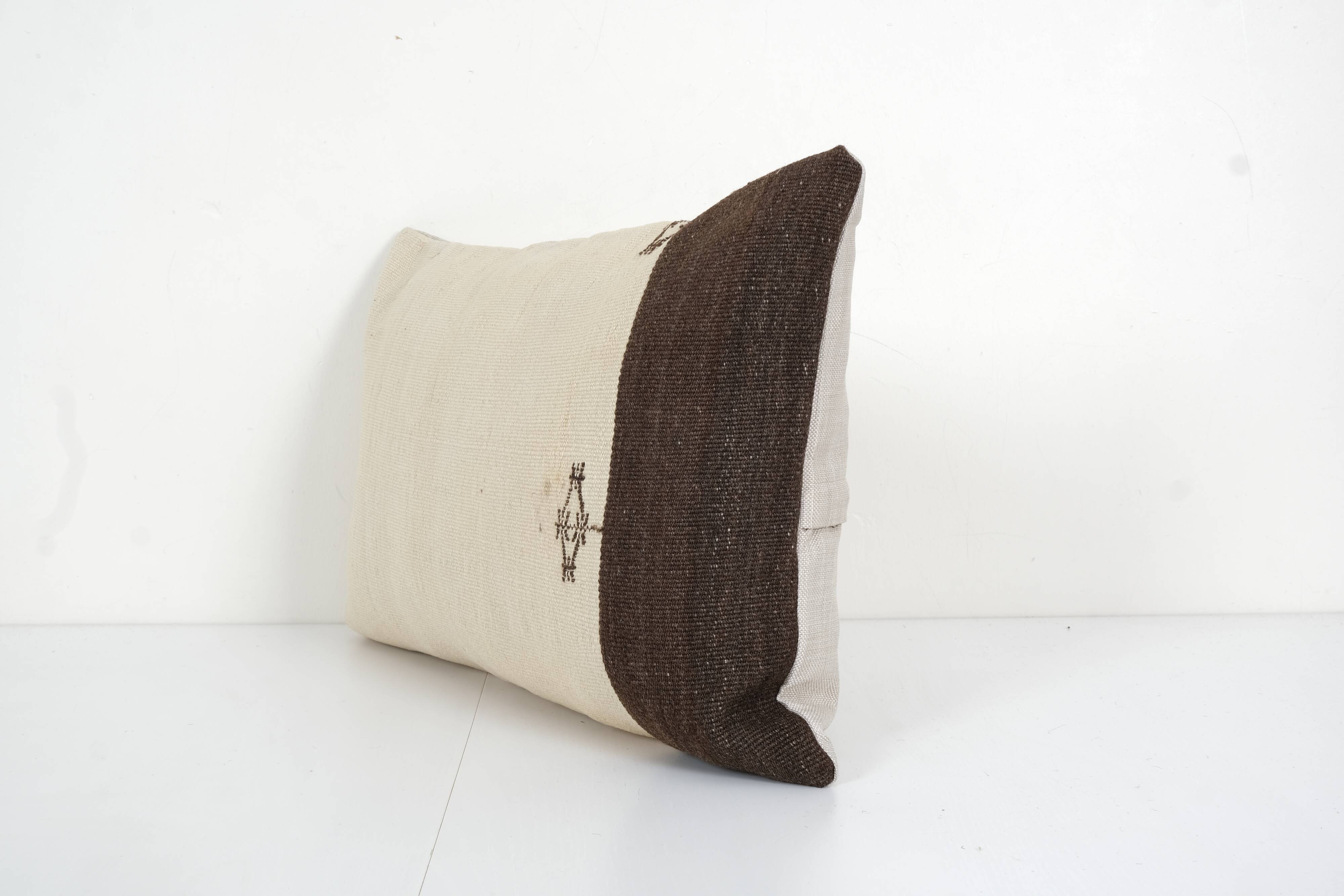 Organic striped kilim lumbar pillow cover, unique patterned organic throw lumbar pillow