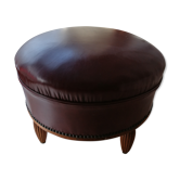 Old leather pouf