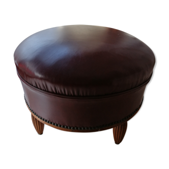 Old leather pouf