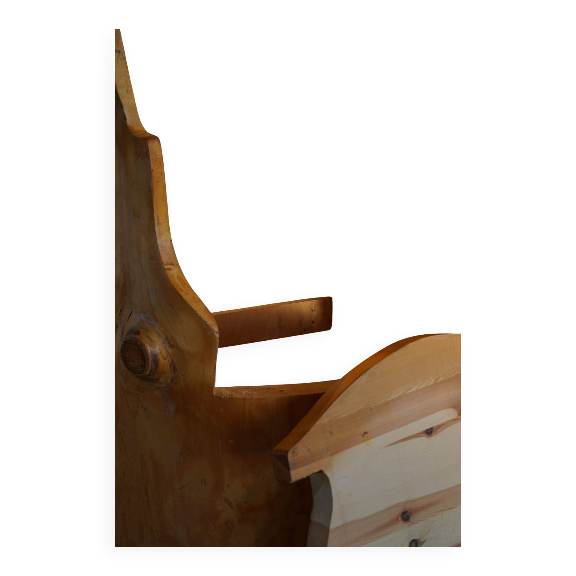 Sculptural Wabi Sabi Brutalist Chair in Solid Pine, Swedish, 1960s