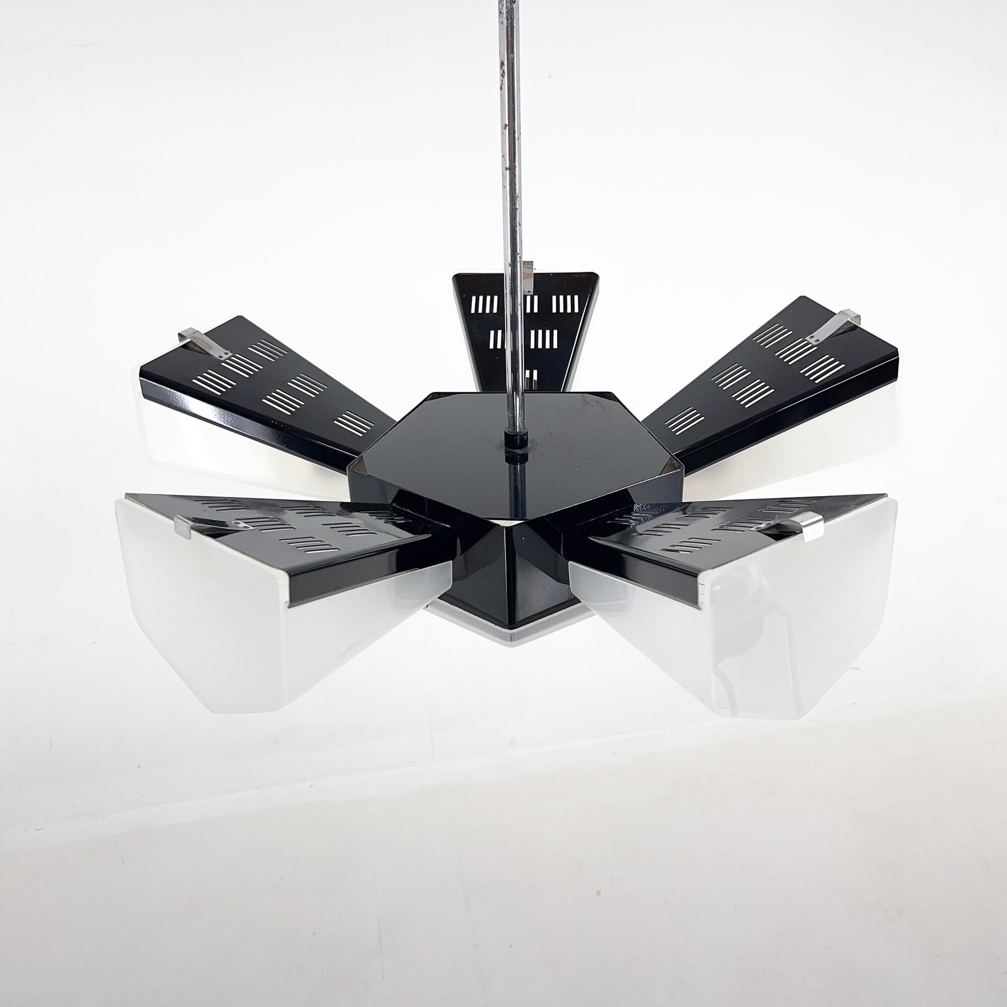 Mid-Century Plastic and Metal Chandelier by Lidokov, Czechoslovakia