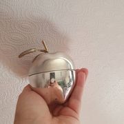 Vintage hollywood regency style apple shaped silver metal box
