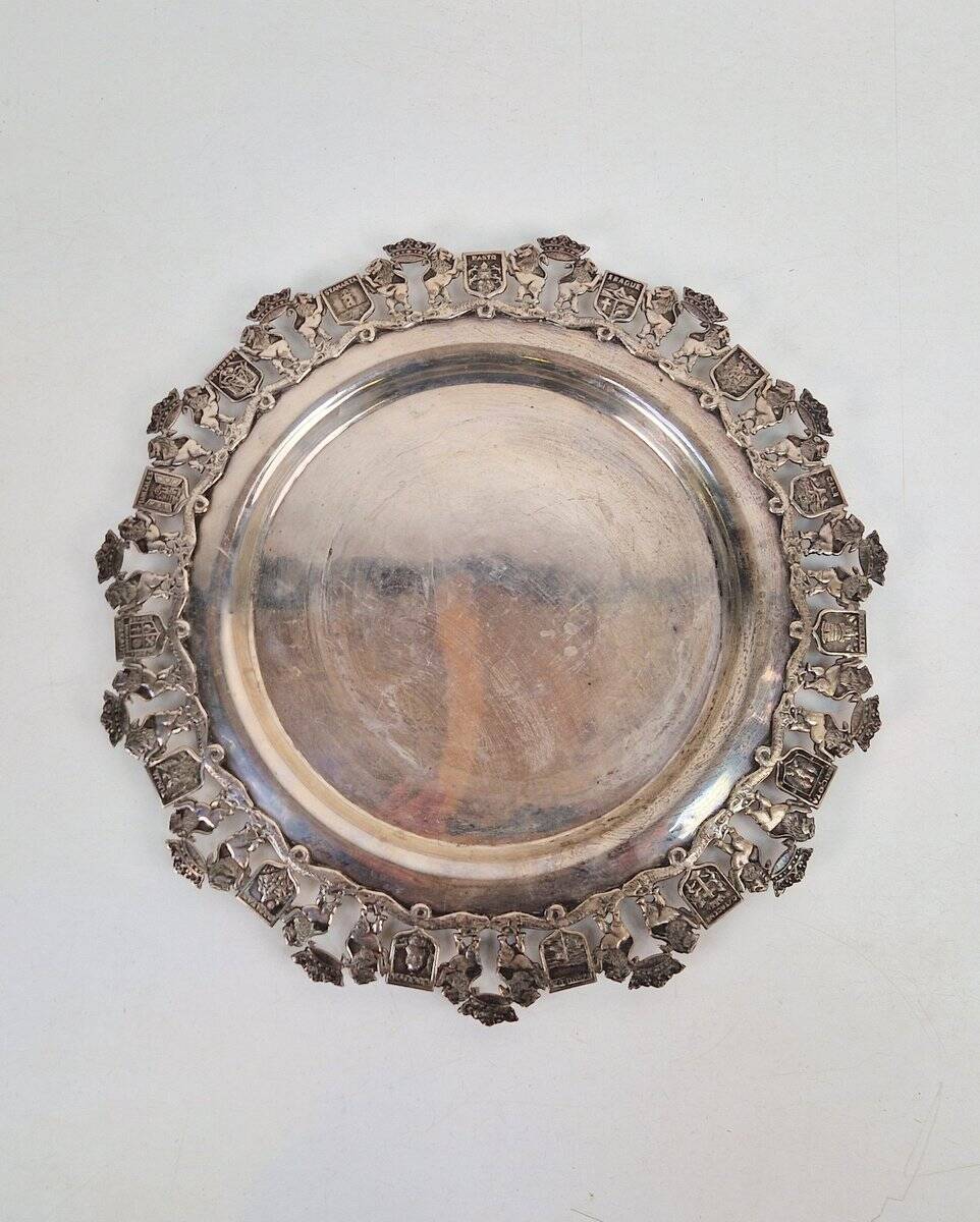 900 Pure Silver Platter from Florentina, Bogota, Colombia, 1970s