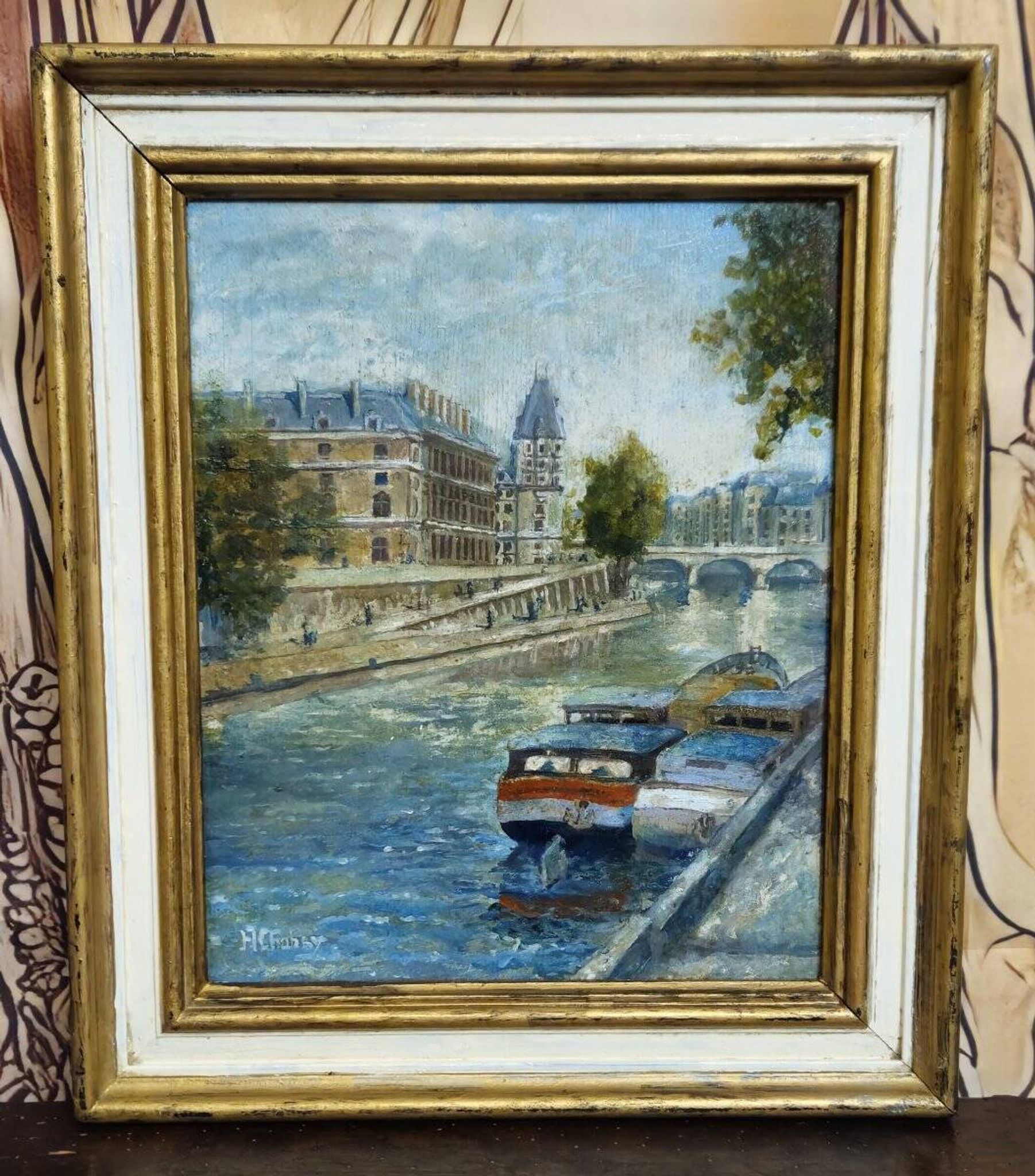 Huile sur panneau – Paris Quai des Grands-Augustins – signée H. Charby