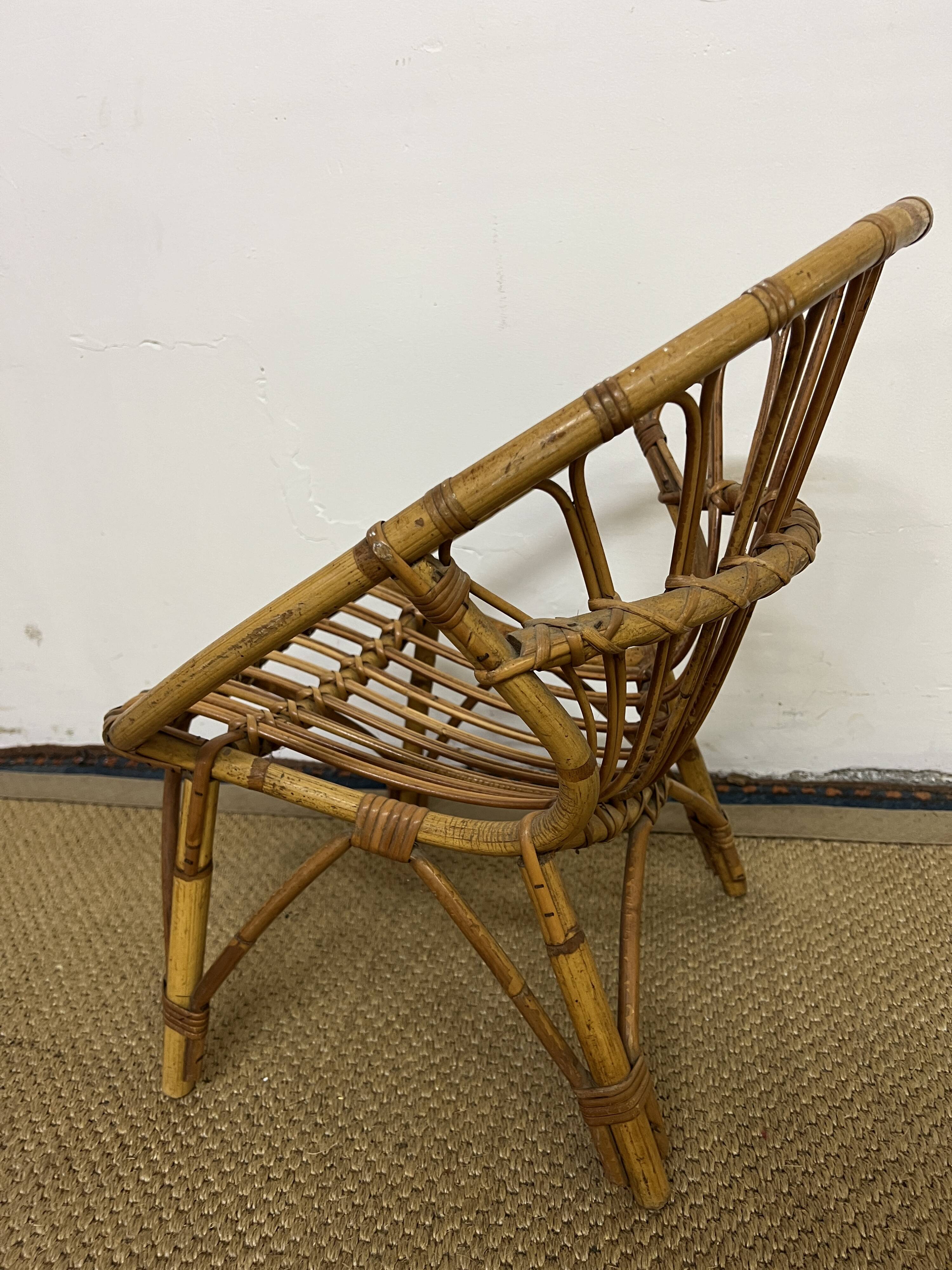 Children's rattan shell armchair