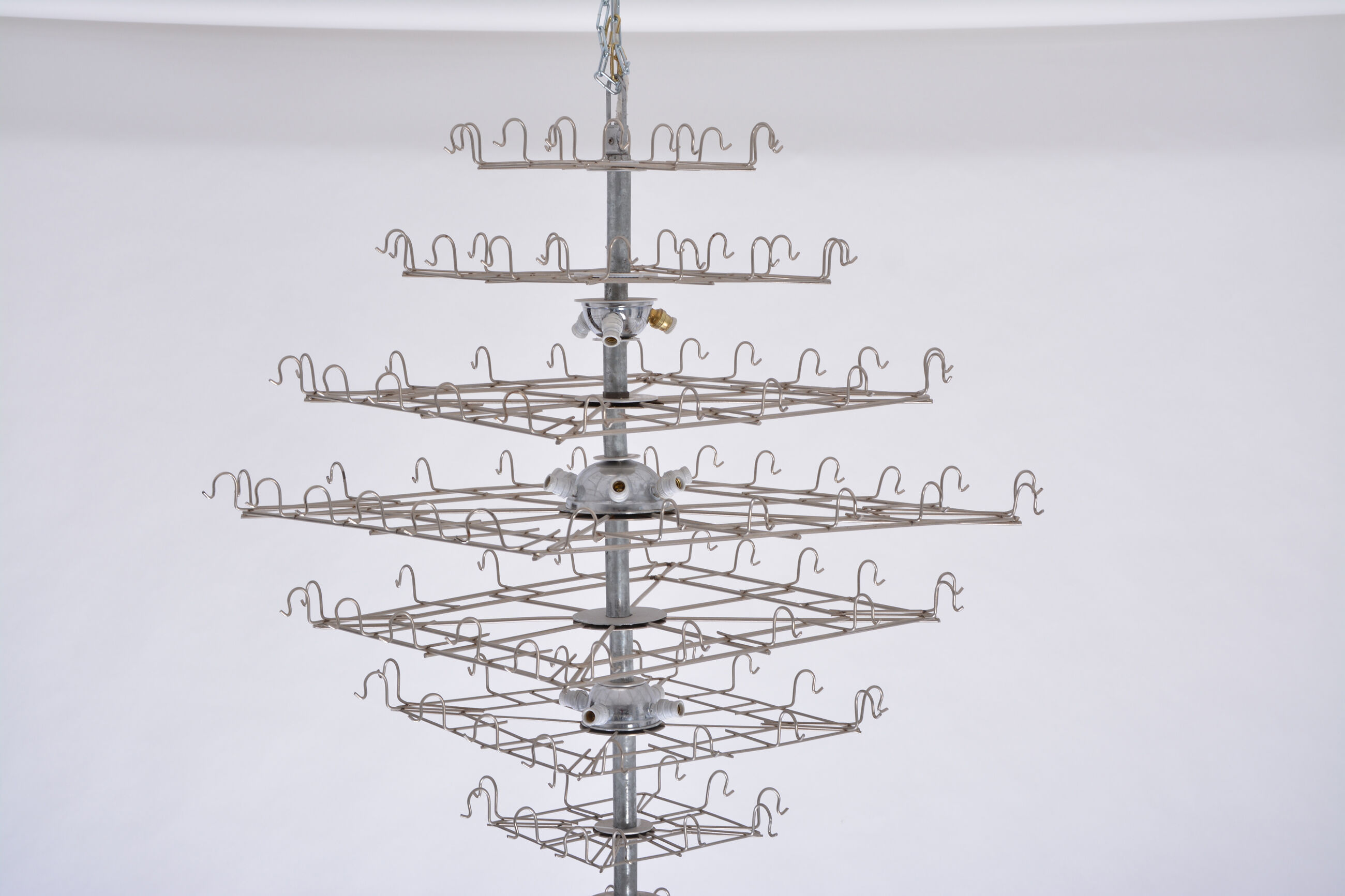 Huge Vintage Italian Chandelier with White Murano Glass Discs