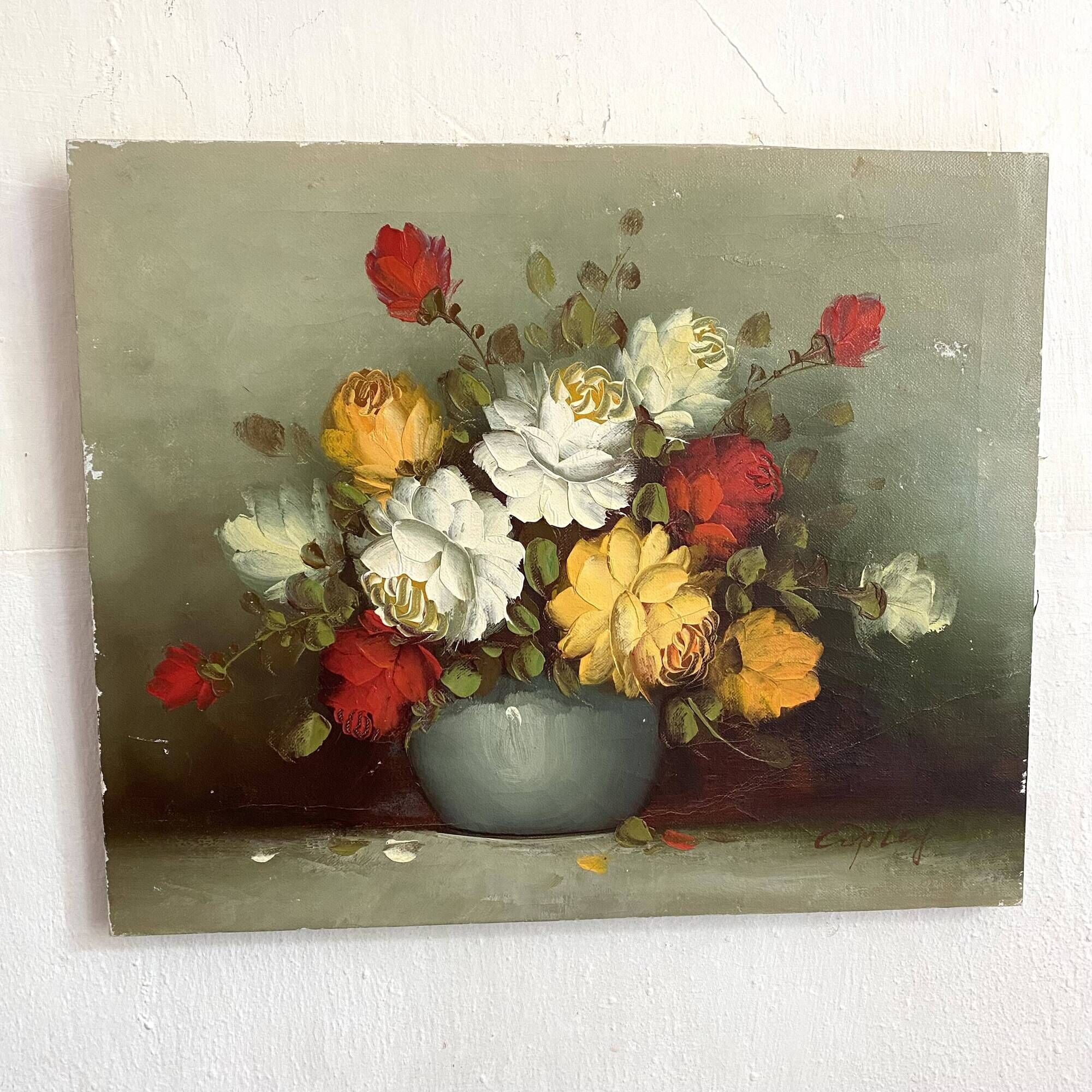 Painting on canvas still life, oil bouquet of flowers Copley