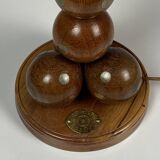 Lampe de table boule en bois commémorative fabriquée à la main, pays-bas, 1976