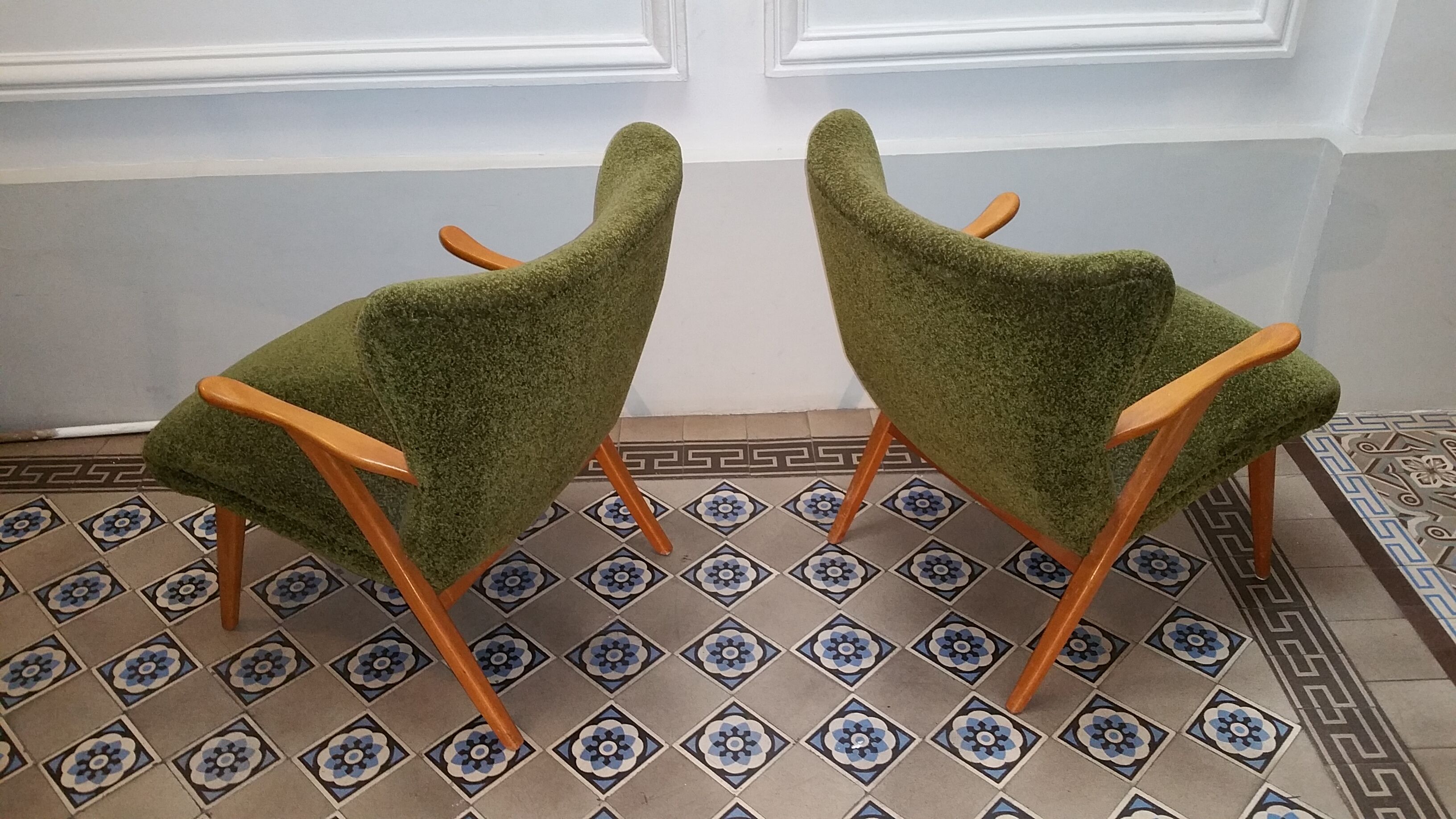 Pair of chairs WING Zig Zag cocktail vintage 50 60 year