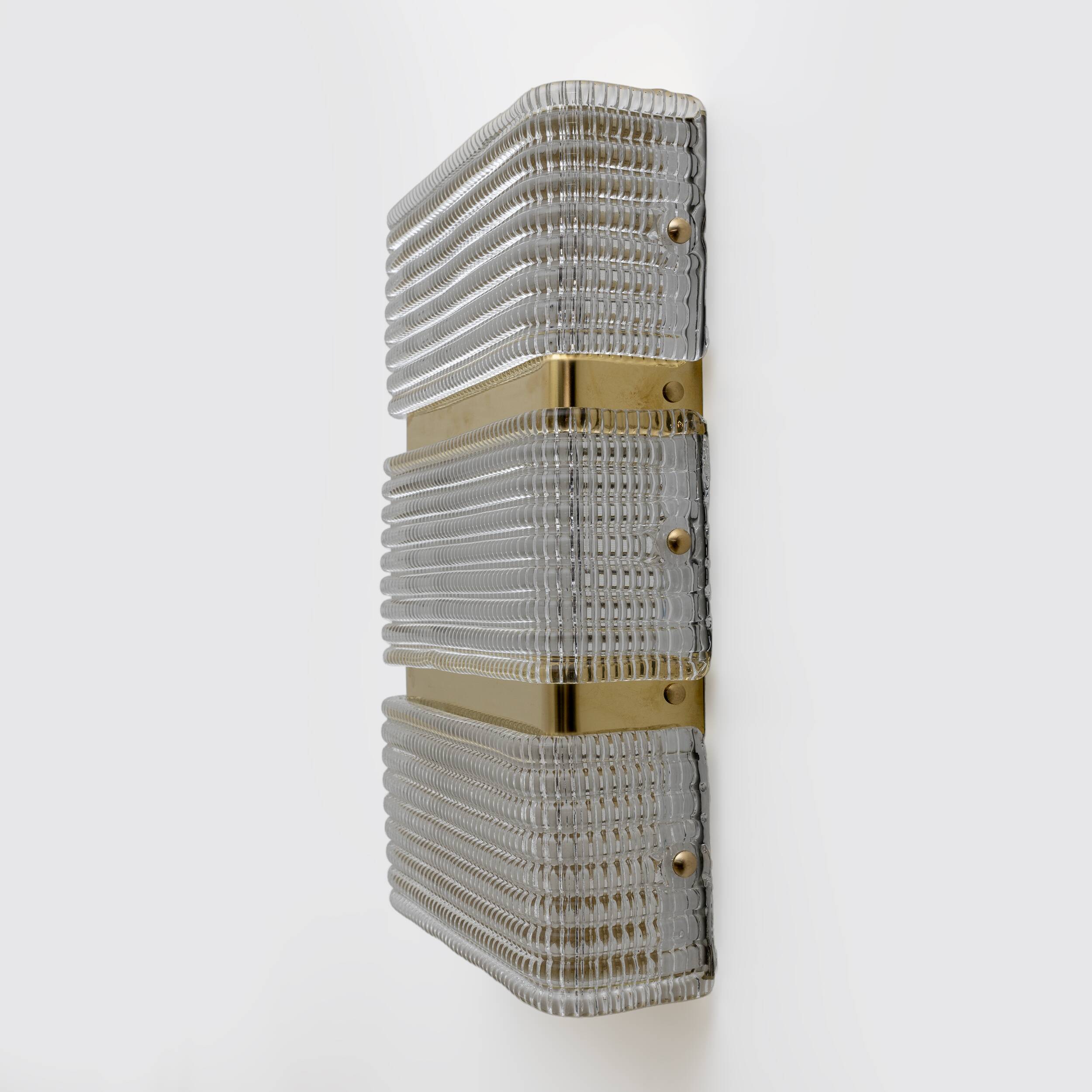 Pair of Modern Italian Murano Glass and Brass Sconces