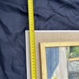 Painting, Basque house with green shutters