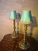 pair of chiselled bronze bedside lamps from 1900, silk shade and trim style
