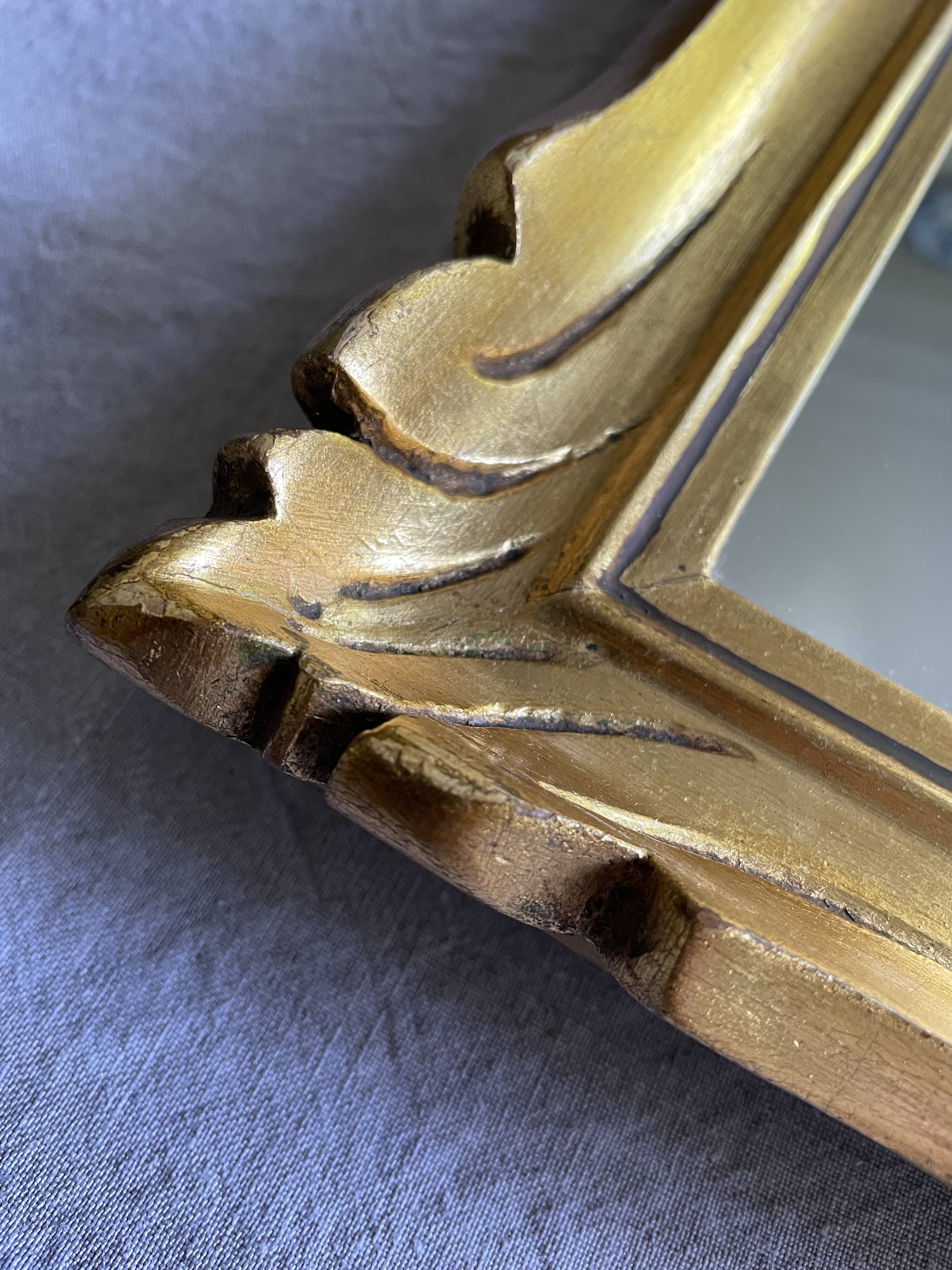 Vintage rectangular mirror in gilded wood h49 xl35