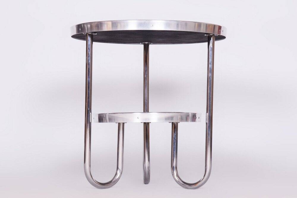 Small Czech Bauhaus Spruce and Chrome Side Table from Kovona, 1930s