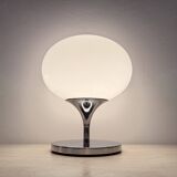 Lampe Space Age en verre opalin, acier chromé et fonte par Kaiser Leuchten,