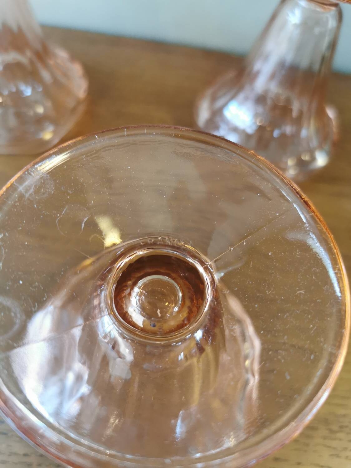 Set of 6 vintage pink glass ice cream cups