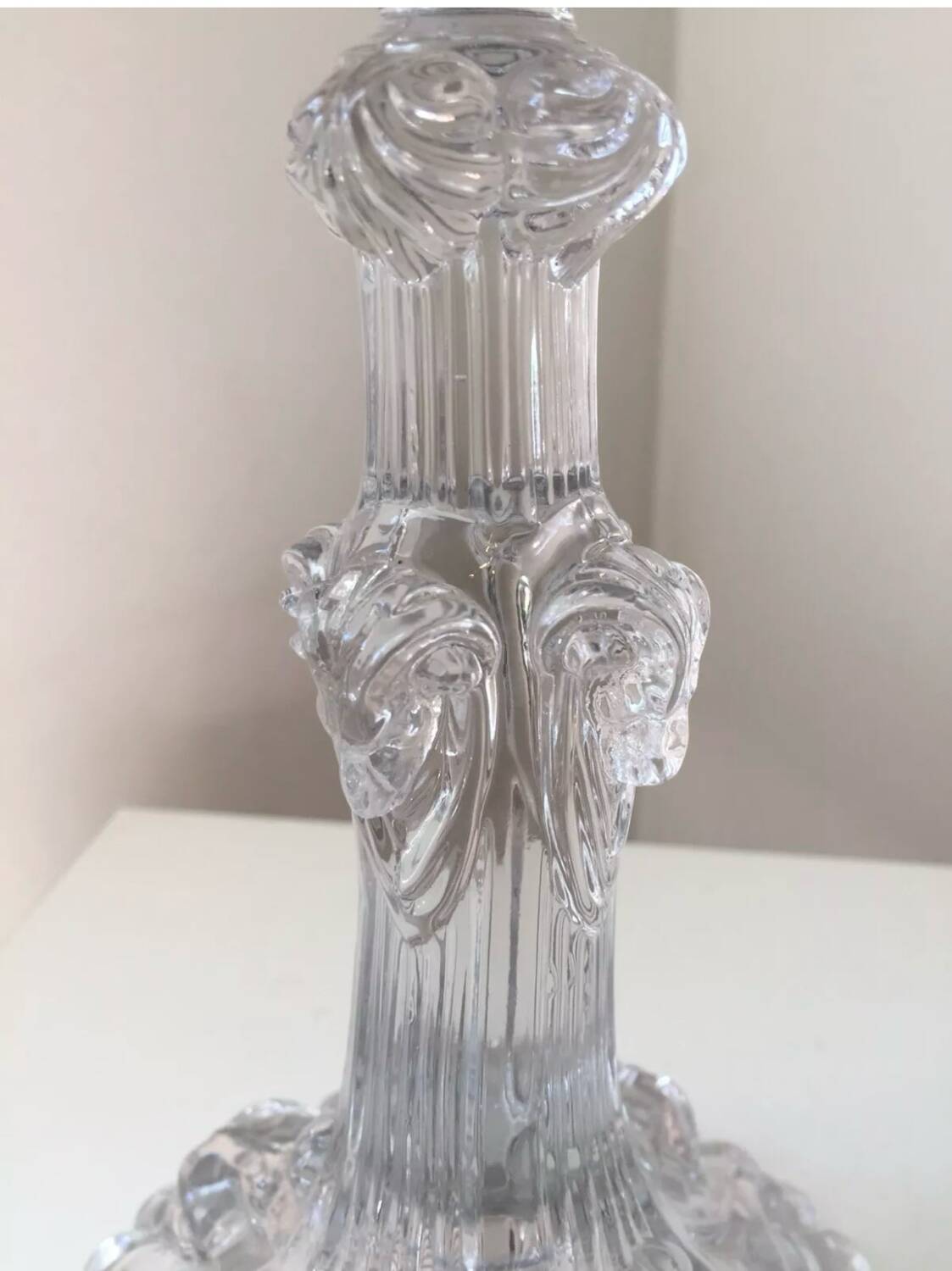 Antique pair of Portieux crystal candlesticks, 19th century