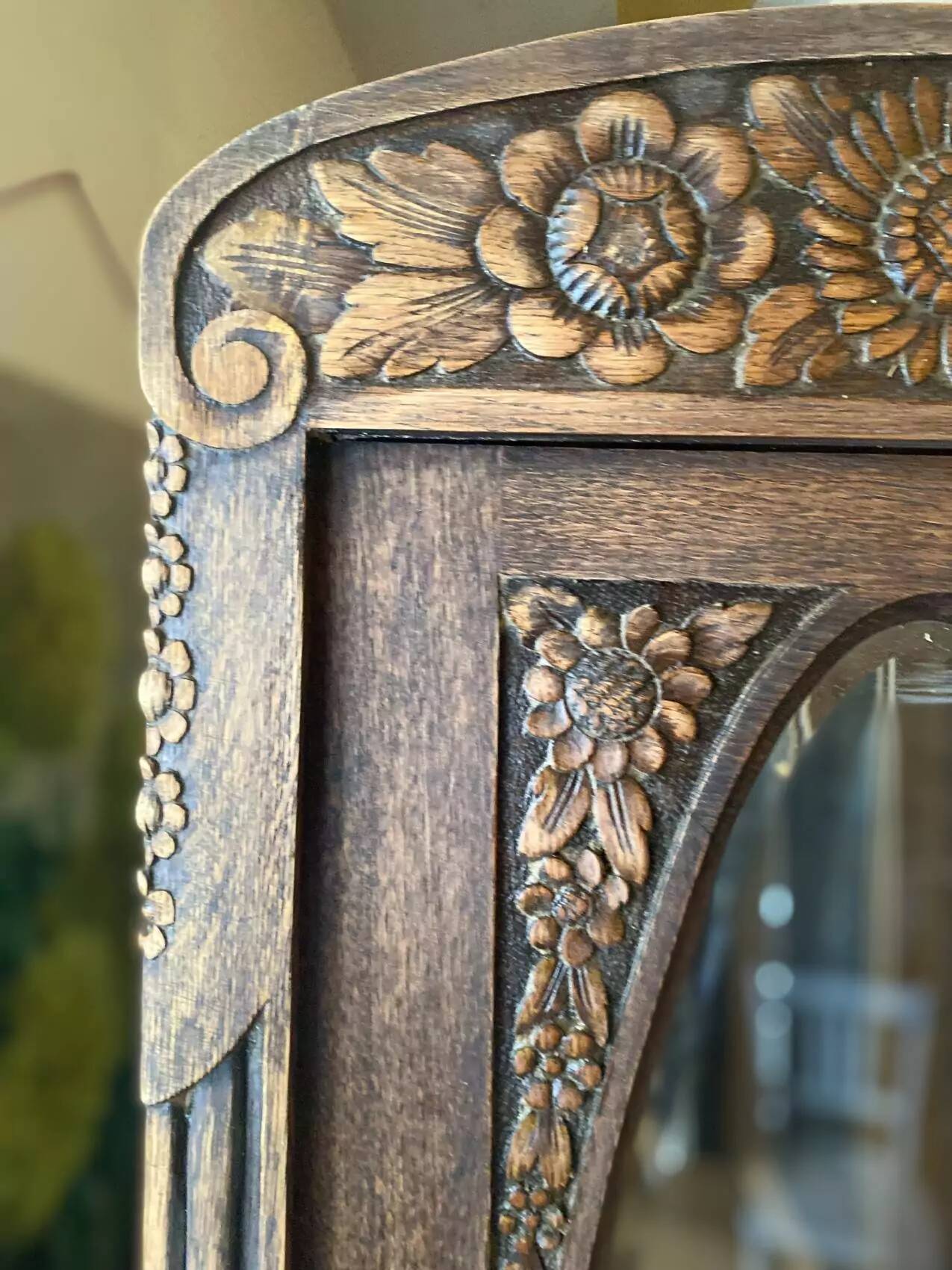 Pair of Art Deco display cabinets in solid oak