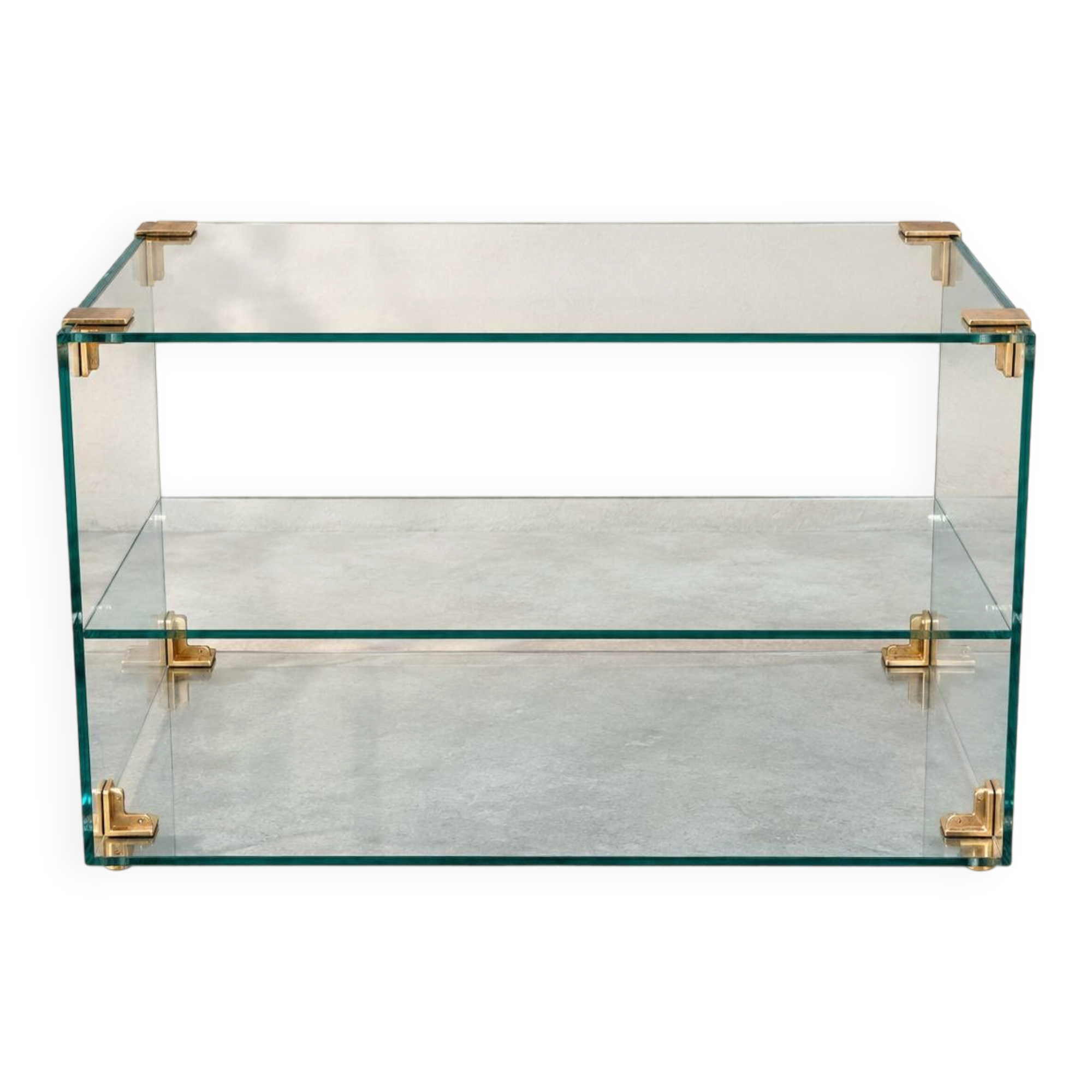Console / glass and brass shelf Roche Bobois – 1970s